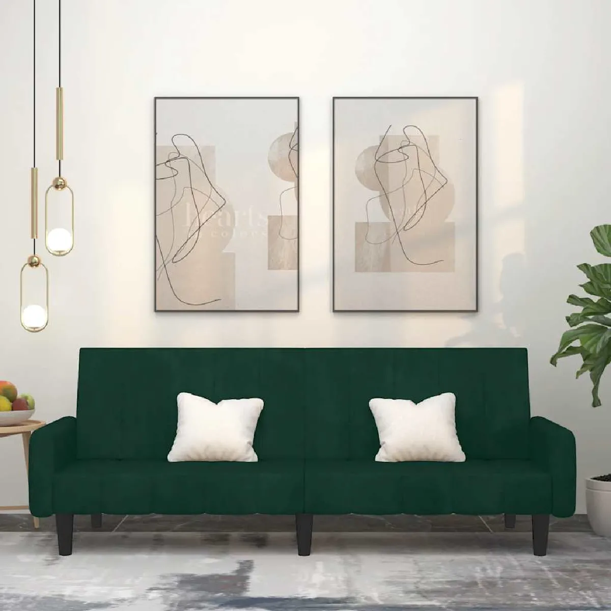 VidaXL Canapé-lit 2 places Vert foncé Velours