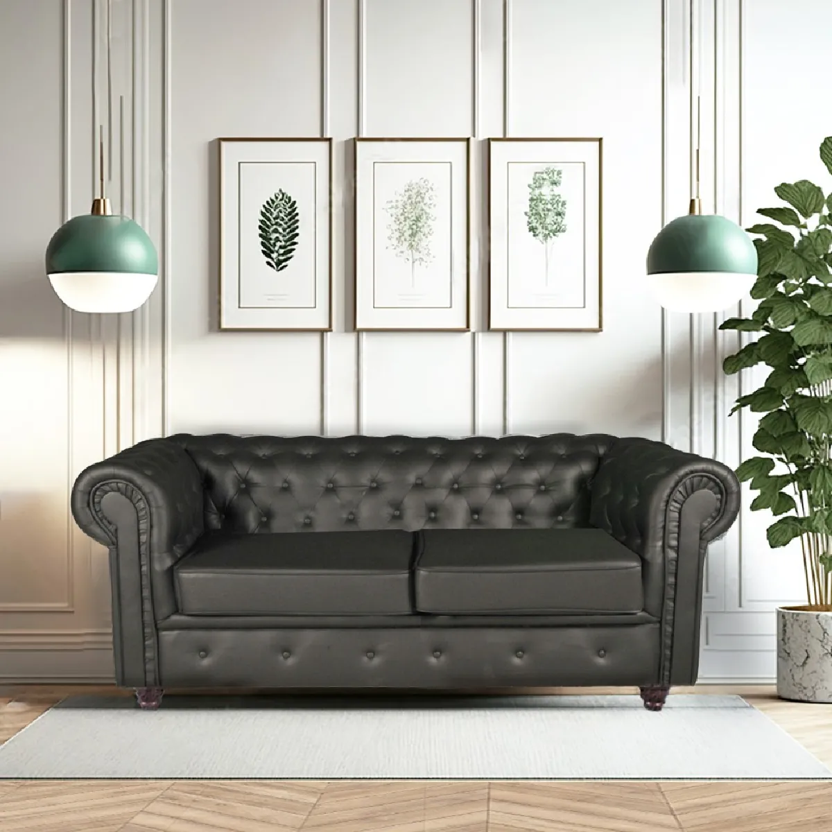 Le quai des affaires canapé Chesterfield 2 places - Noir