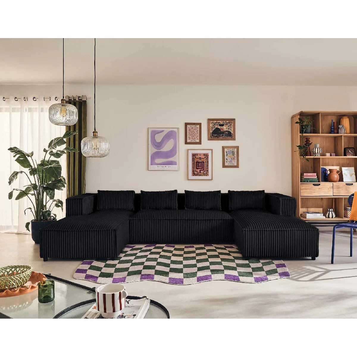 Lisa design Canapé panoramique Stella - Noir