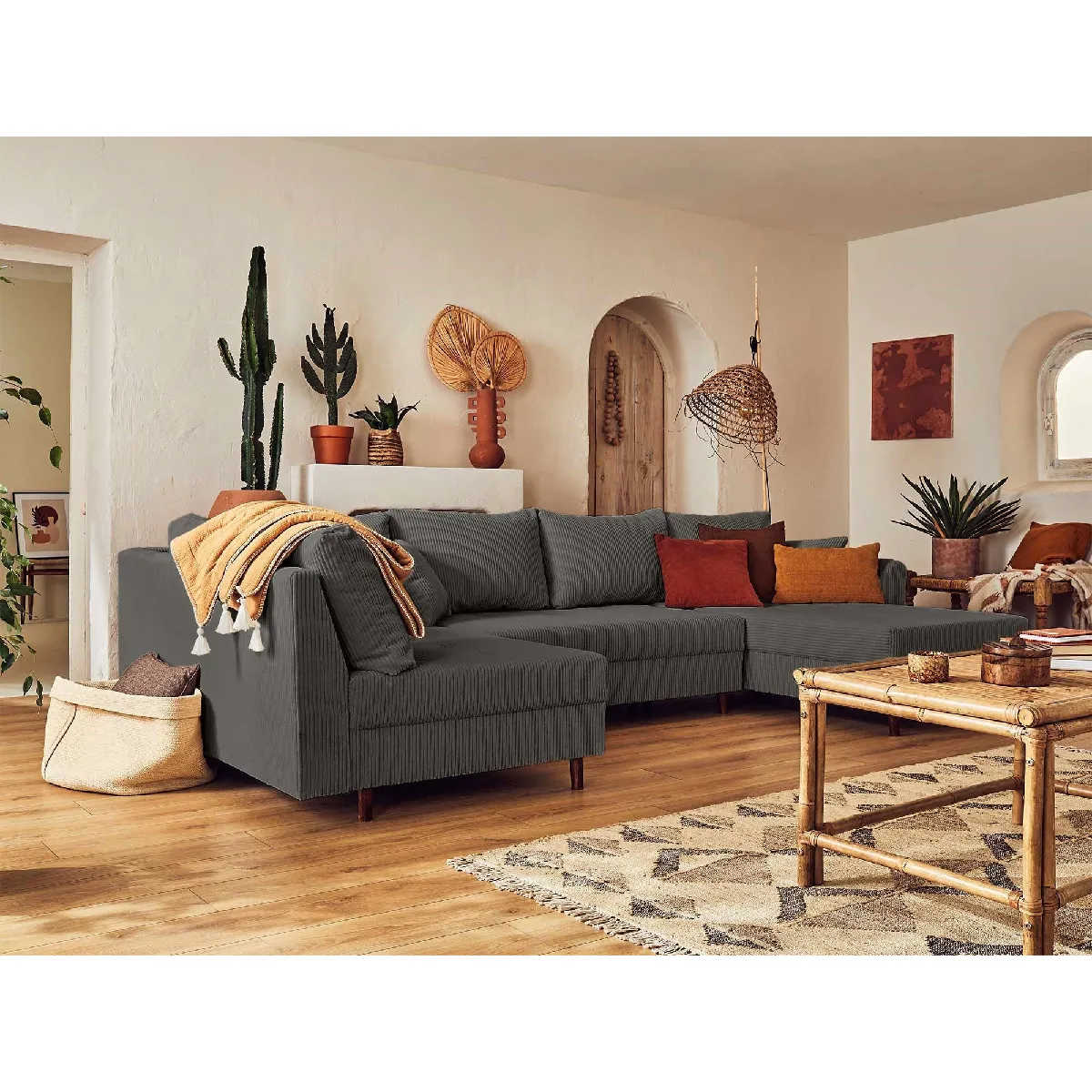 Lisa design canapé panoramique Rune - Gris foncé