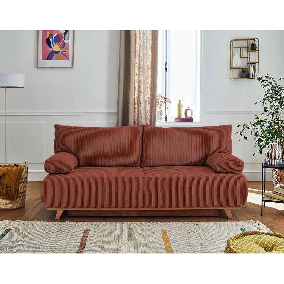 Bestmobilier Canapé Cristal convertible - Terracotta