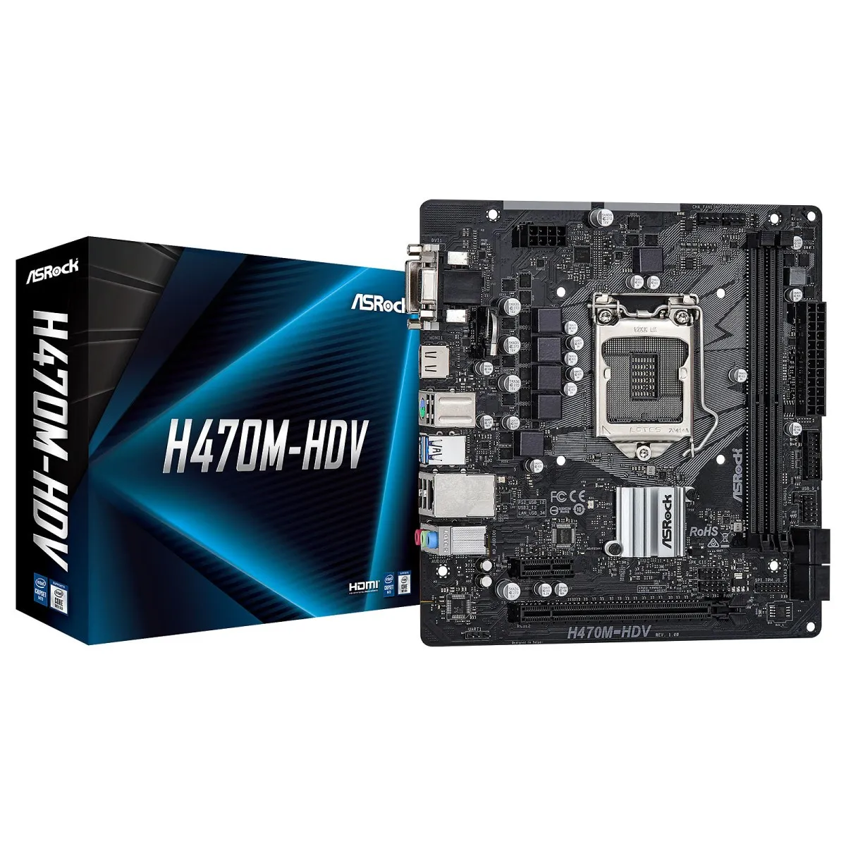 ASROCK  H470m-hdv Motherboard Noir