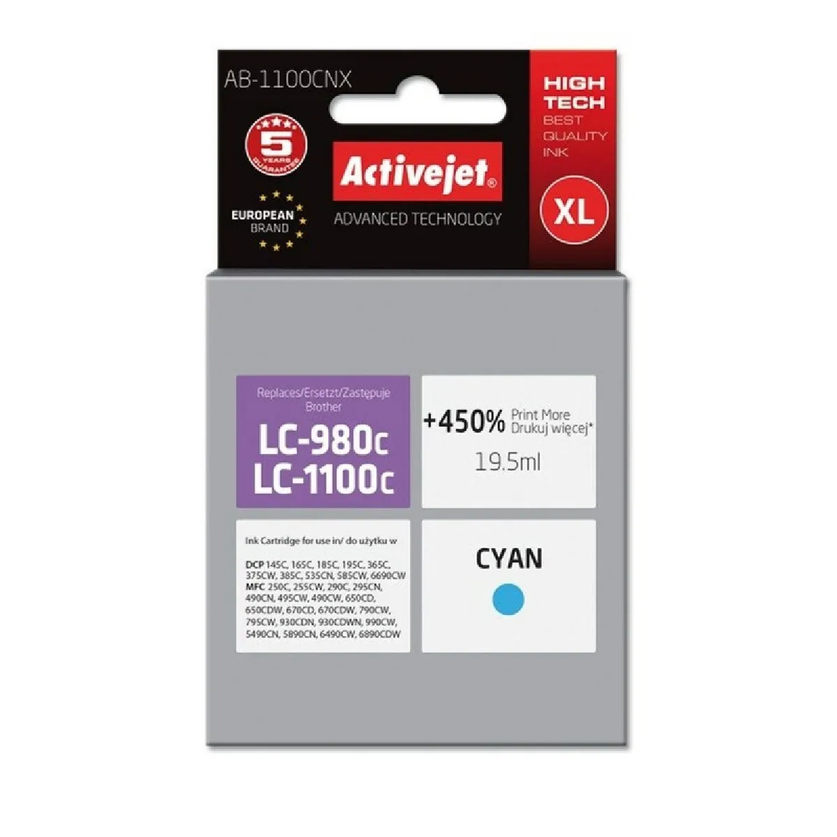 ACTIVEJET  Cartouche d'encre compatible Brother - Cyan