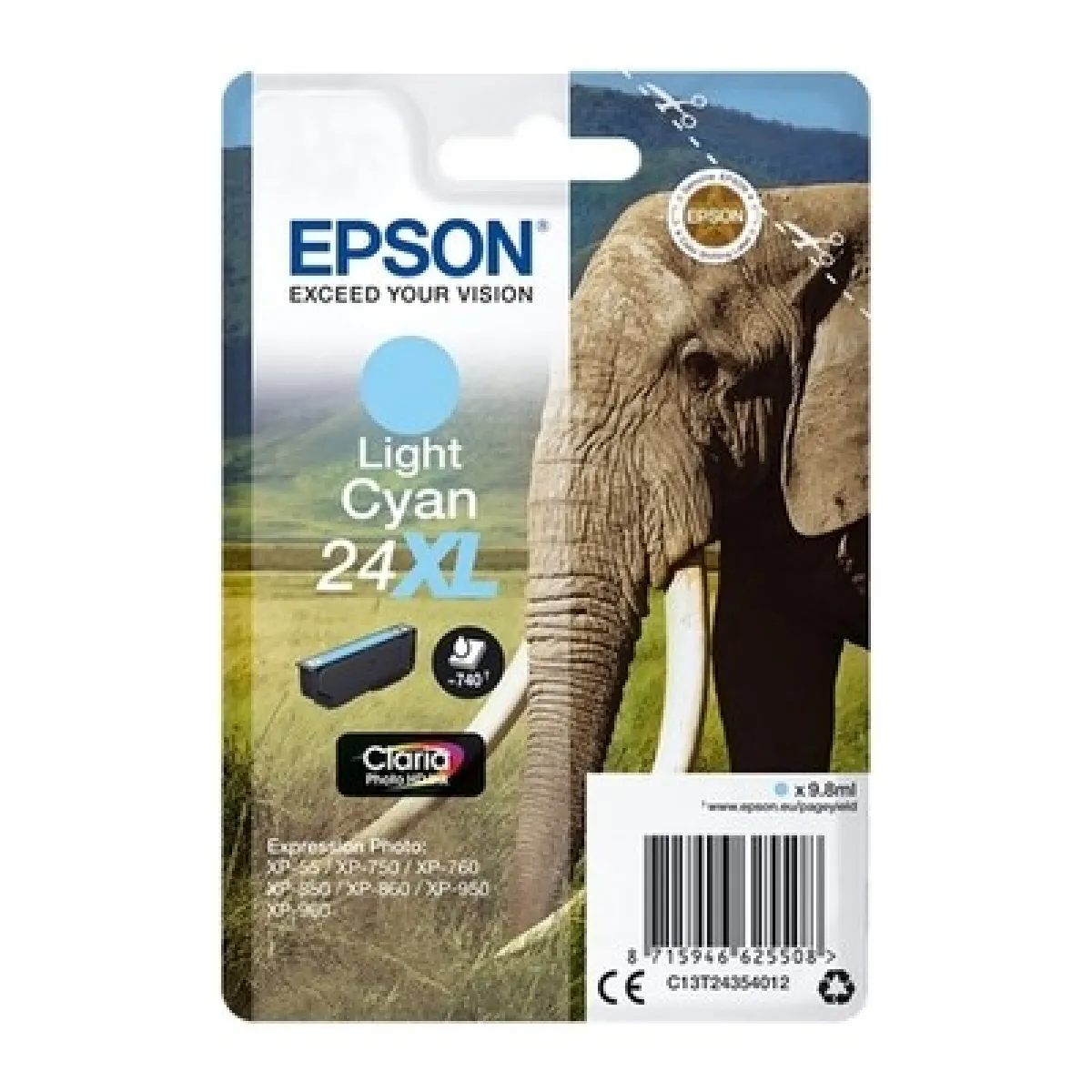 Epson 24XL 9.8 ml cyan original blister cartouche d'encre pour Expression Photo XP 55 750 760 850 860 950 960 Expression Premium XP 750 850 - vue 2