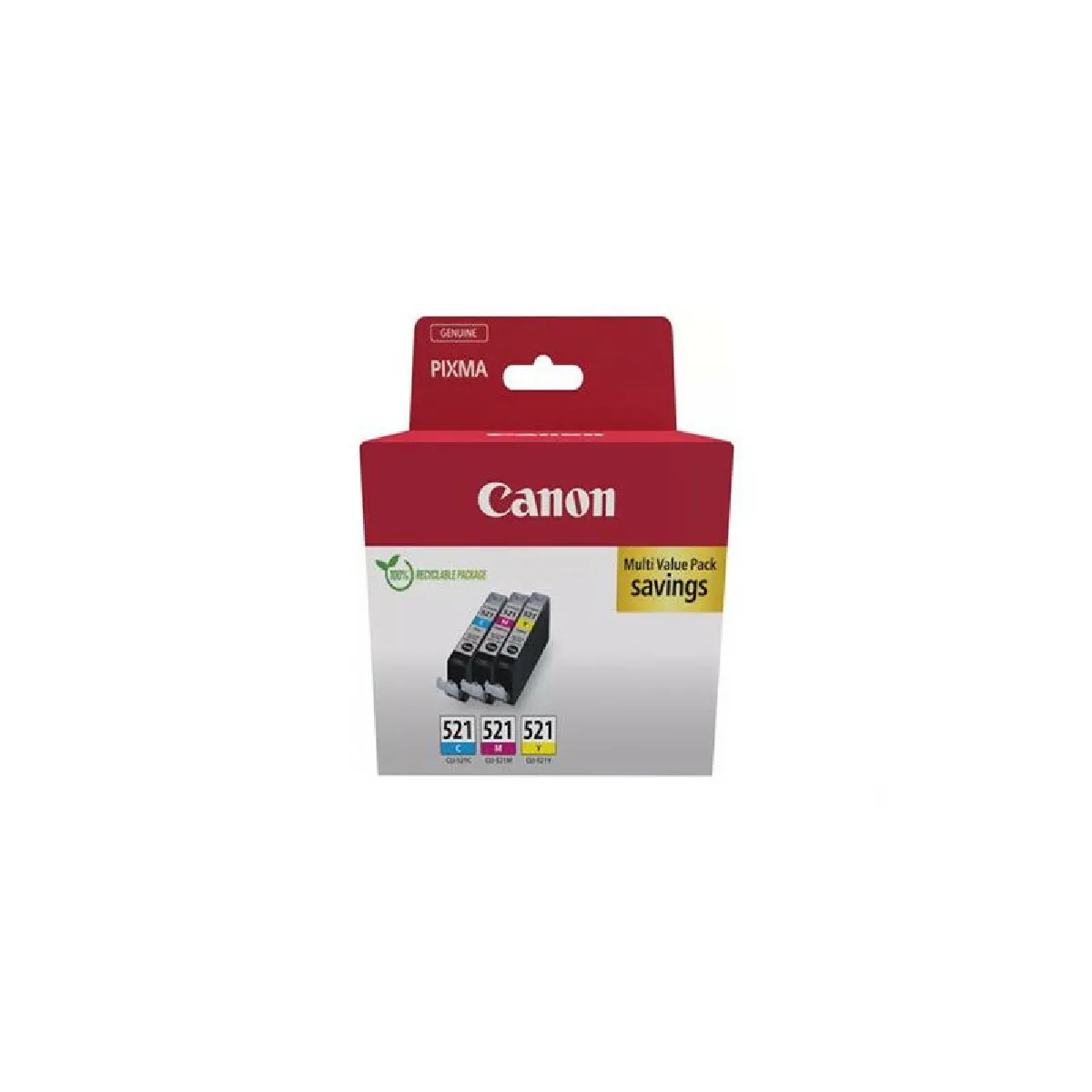 Pack De 3 Cartouches Cyan + + Jaune Canon Cli 521 C Y Canon - vue 3