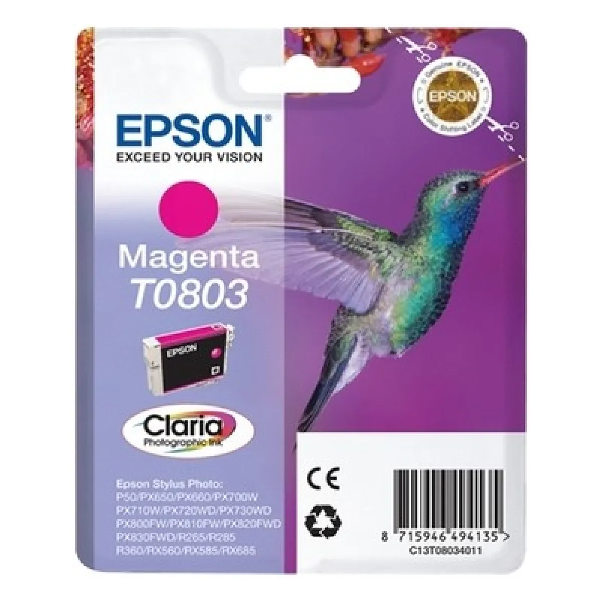 Epson T0805 Cyan original cartouche d'encre pour Stylus Photo P50 PX650 PX660 PX700 PX710 PX720 PX730 PX800 PX810 PX820 PX830 - vue 3