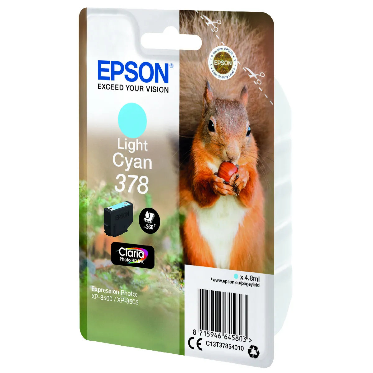 Epson 378 4.8 ml cyan original emballage coque avec alarme radioélectrique/ acoustique cartouche d'encre pour Expression Home XP 8605 XP 8606 Expression Photo XP 8500 Small in One XP 8700 - vue 2
