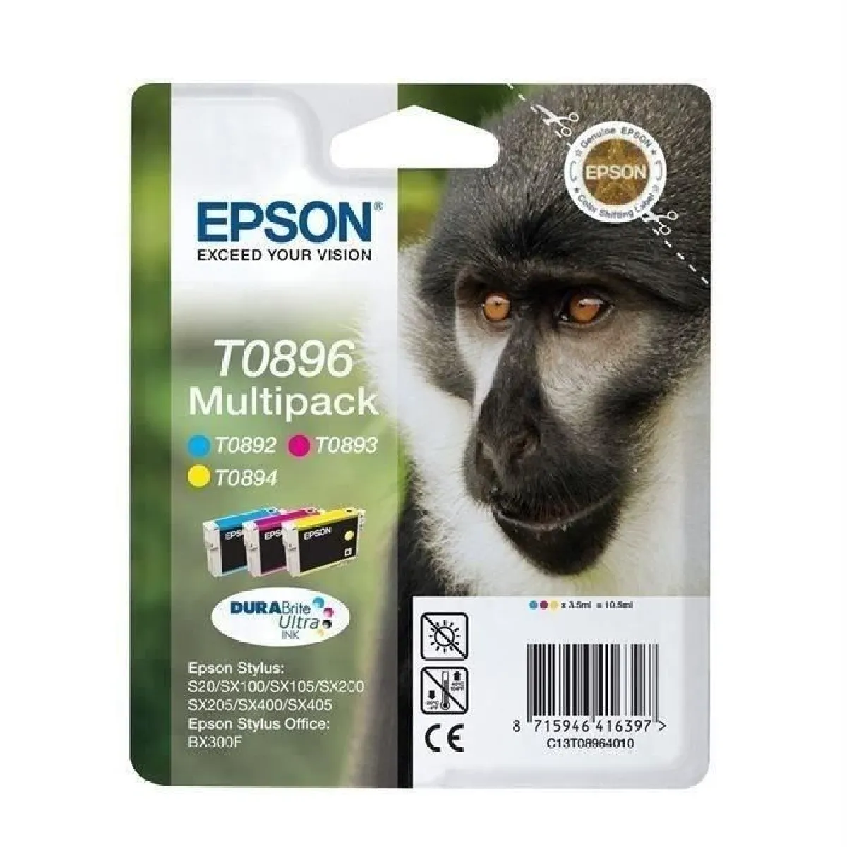 C13T08954010 - Multipack ''Singe'' cyan / magenta / jaune / noir - Epson