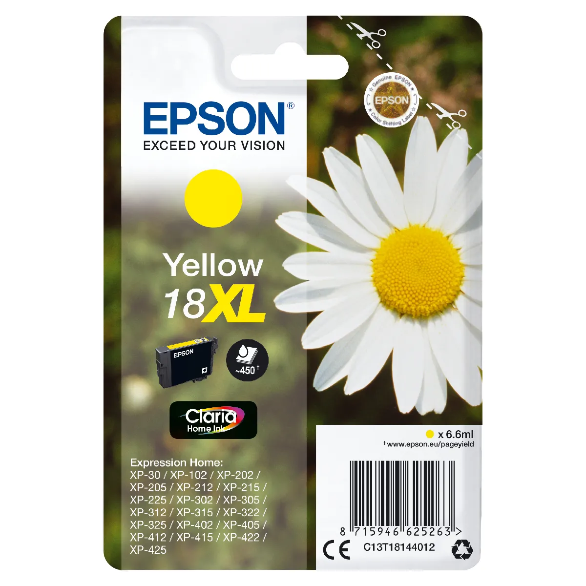 Epson 18XL 6.6 ml jaune original emballage coque avec alarme radioélectrique cartouche d'encre pour Expression Home XP 212 215 225 312 315 322 325 412 415 422 425 - vue 2