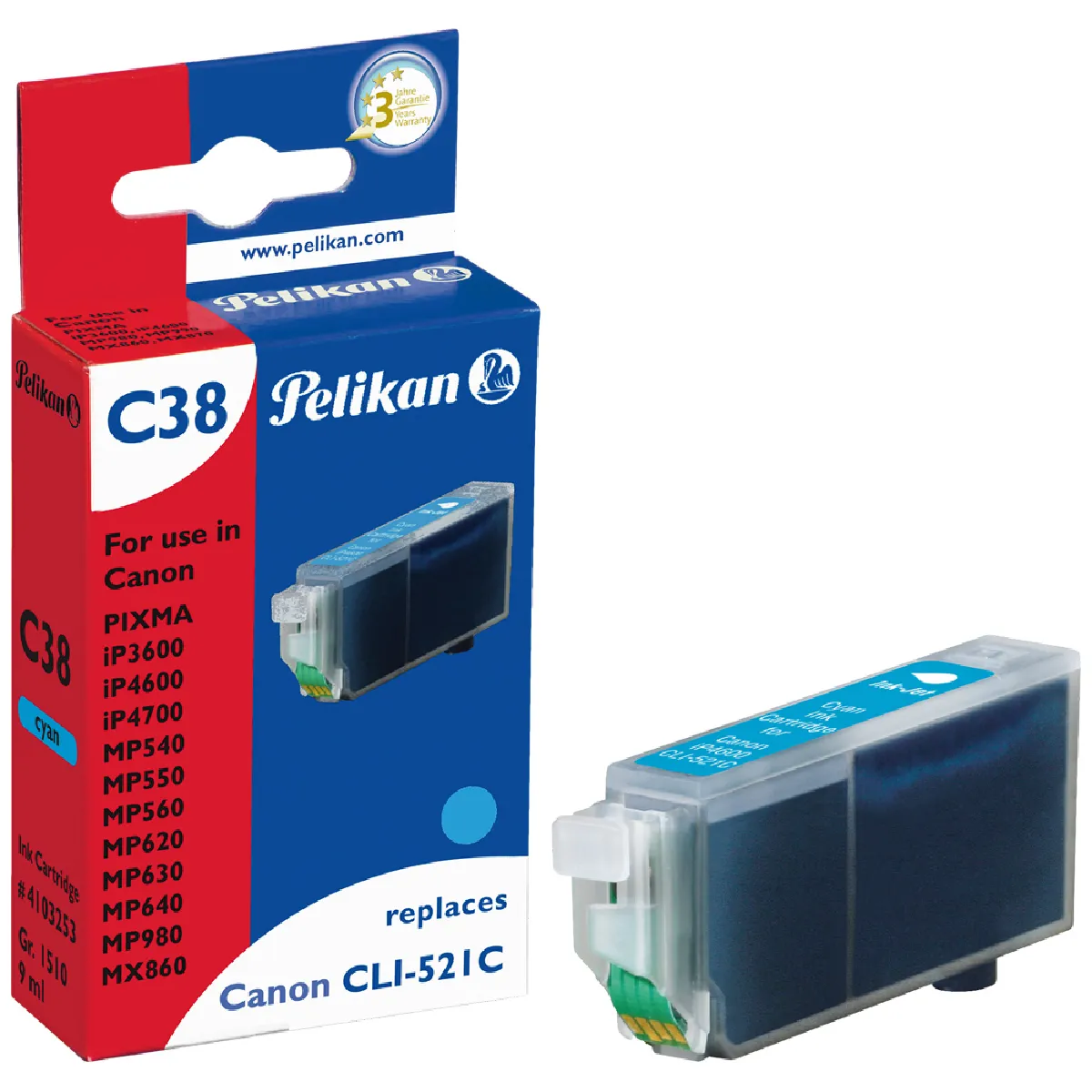 Pelikan Cartouche Cyan pour Canon PIXMA IP4600