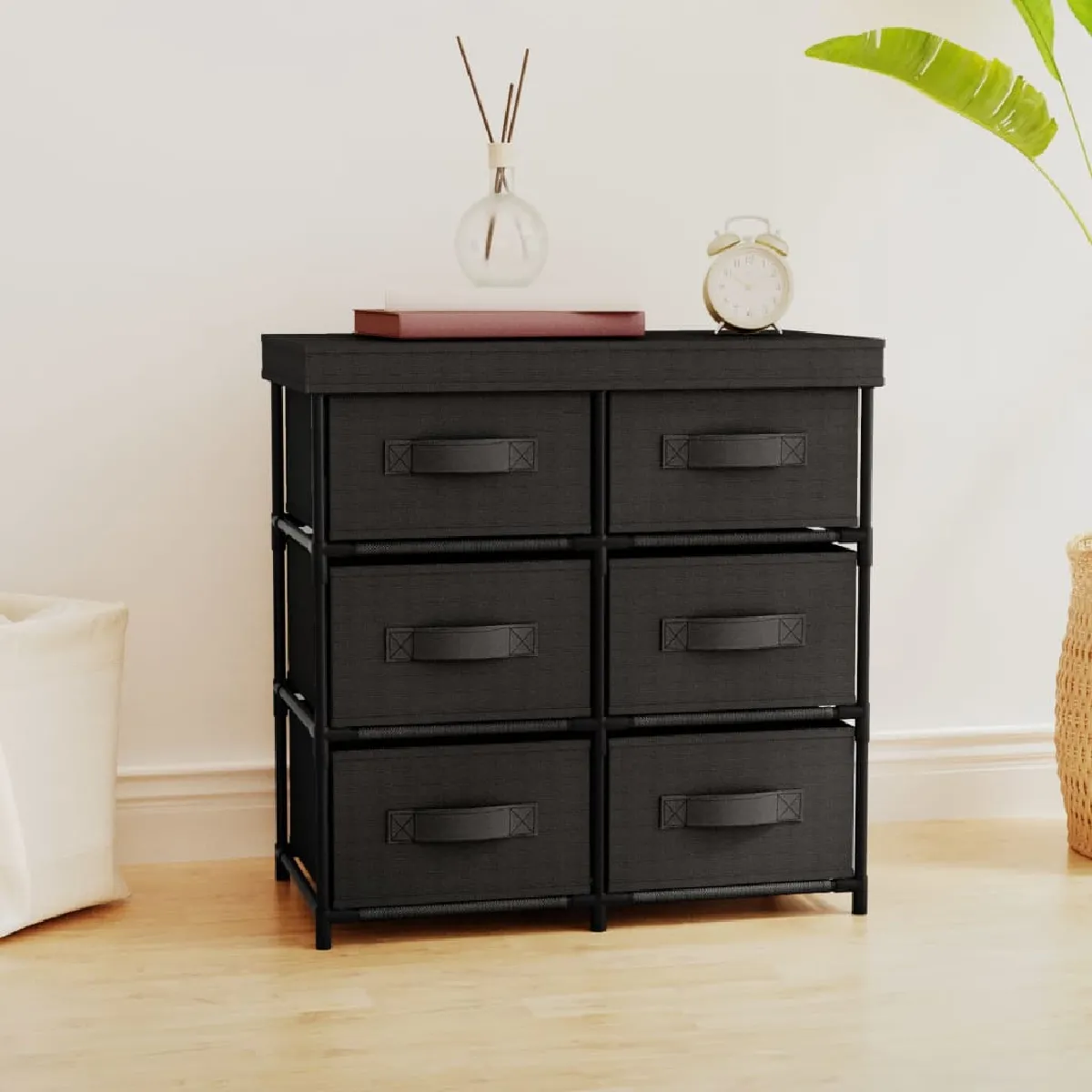 Vidaxl Noir Armoire De Rangement Avec 6 Tiroirs