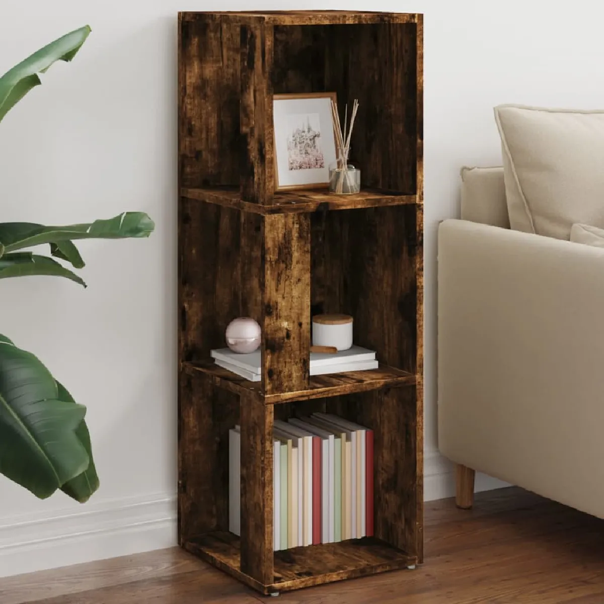 vidaXL Armoire d'angle Chêne fumé 33x33x100 cm