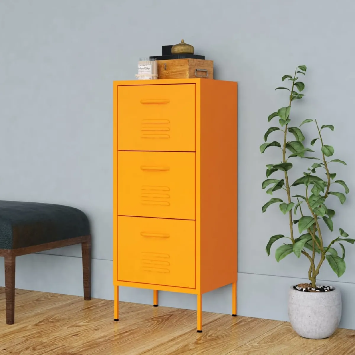 vidaXL Armoire de rangement Jaune moutarde - vue 3