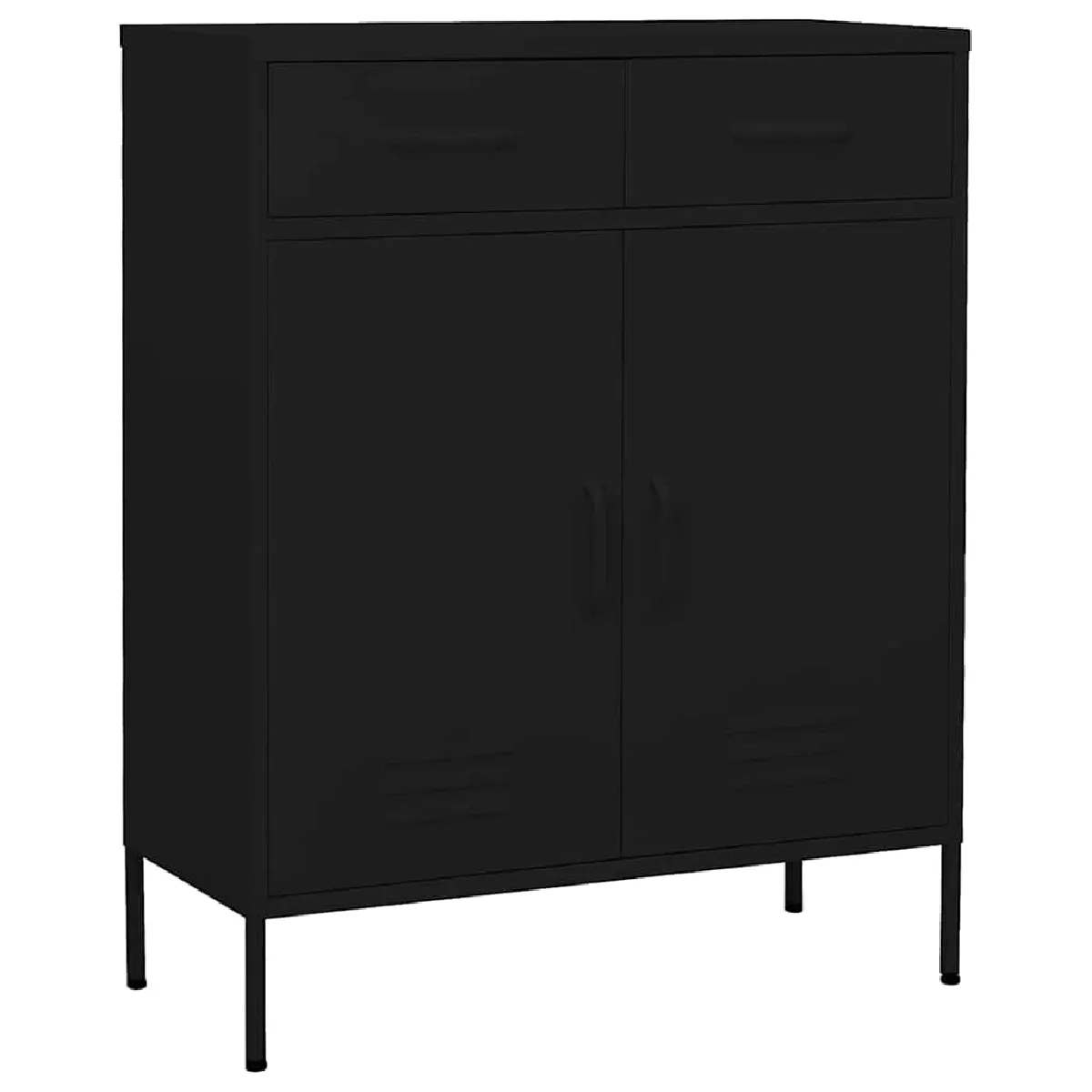 Non Communiqué Noir Armoire De Rangement 80X35x101,5 Cm Acier - Image 3
