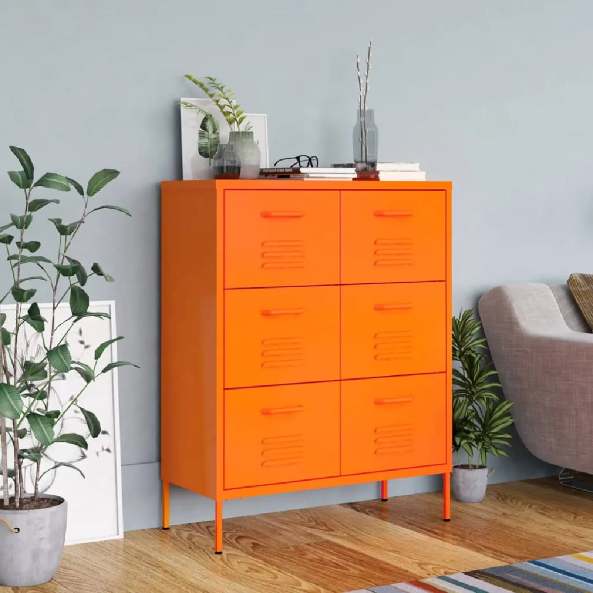 vidaXL Armoire à tiroirs Orange - Acier