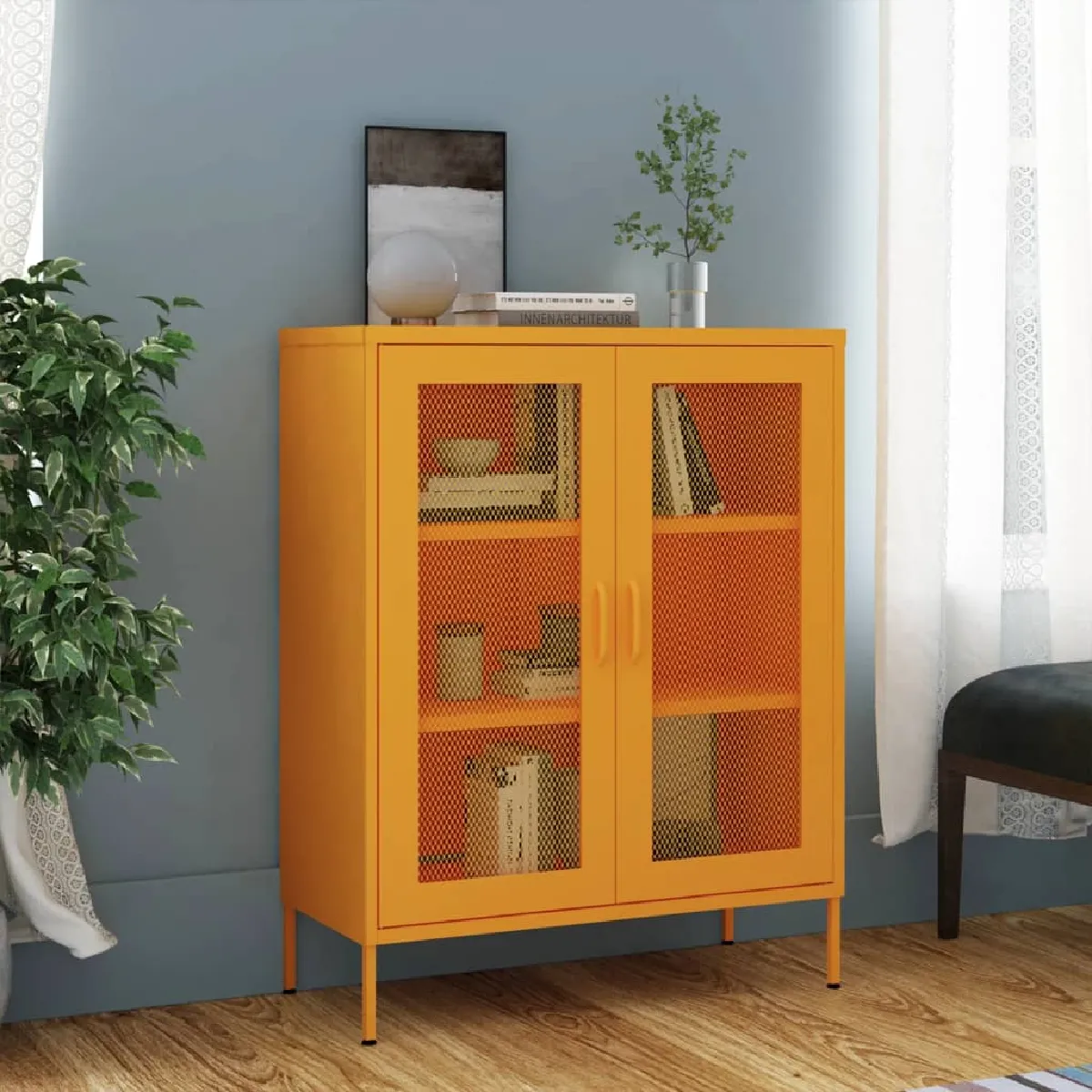 vidaXL Armoire de rangement Jaune moutarde - vue 3