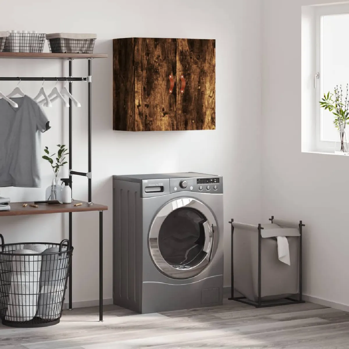 vidaXL Armoire murale chêne fumé - vue 4