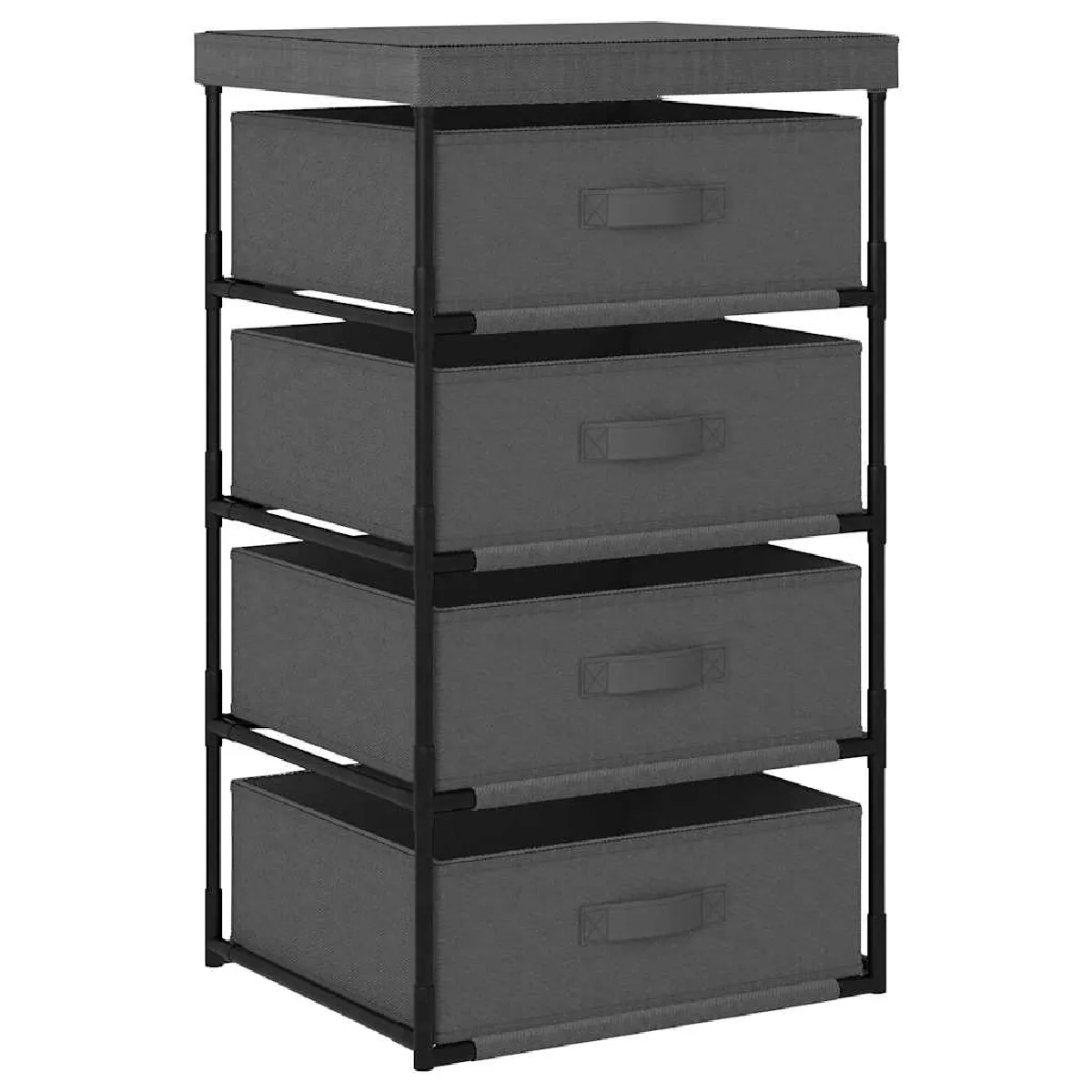 Non Communiqué Gris Étagère De Rangement Avec 4 Paniers En Tissu Acier - Image 2