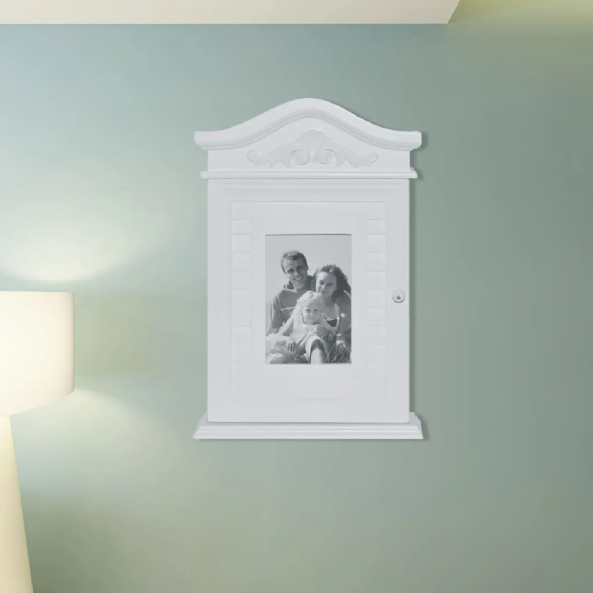VIDAXL - Armoire à clés avec cadre photo - Blanc - 22,5 x 6,5 x 34,5 cm - Image 3