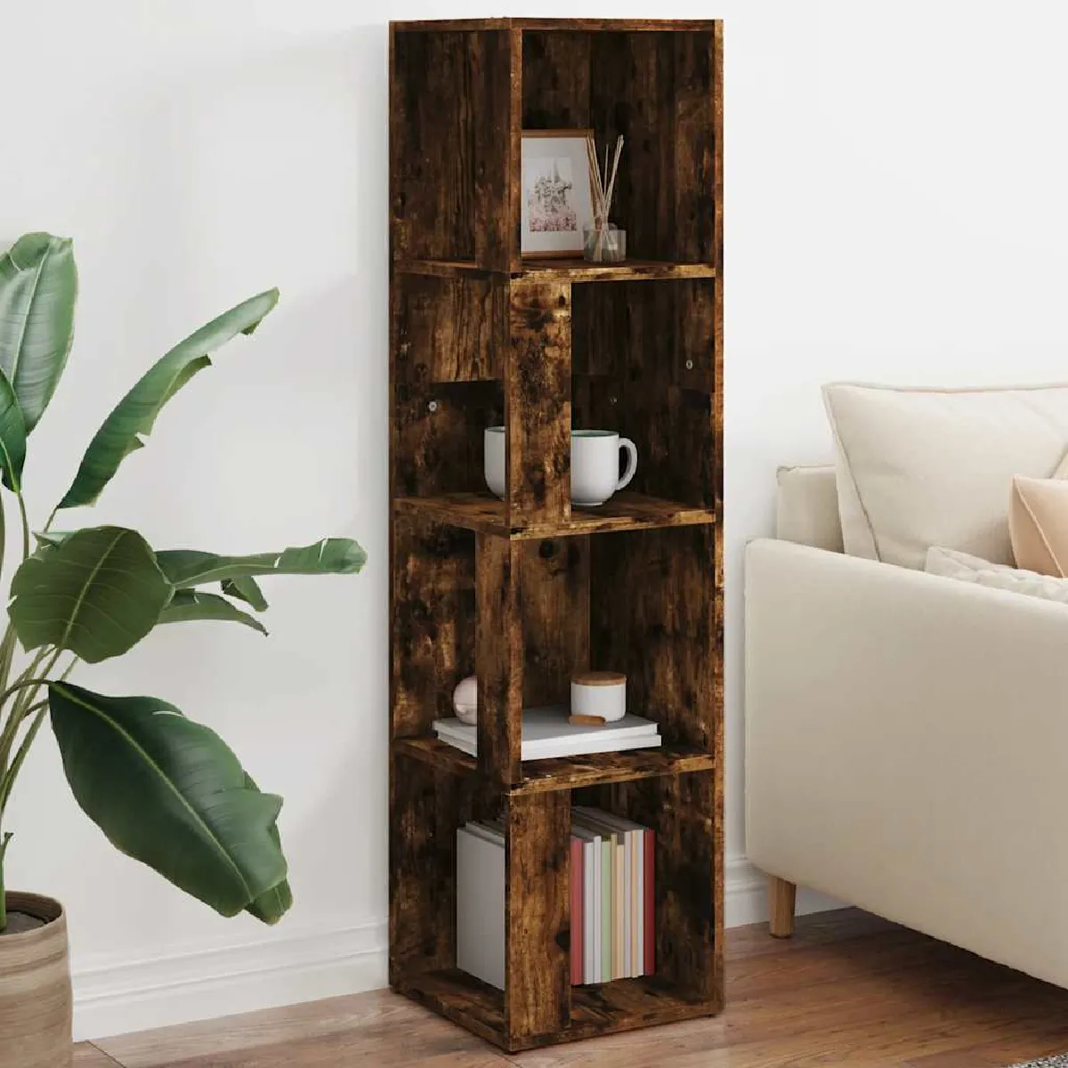 vidaXL Armoire d'angle - Chêne fumé