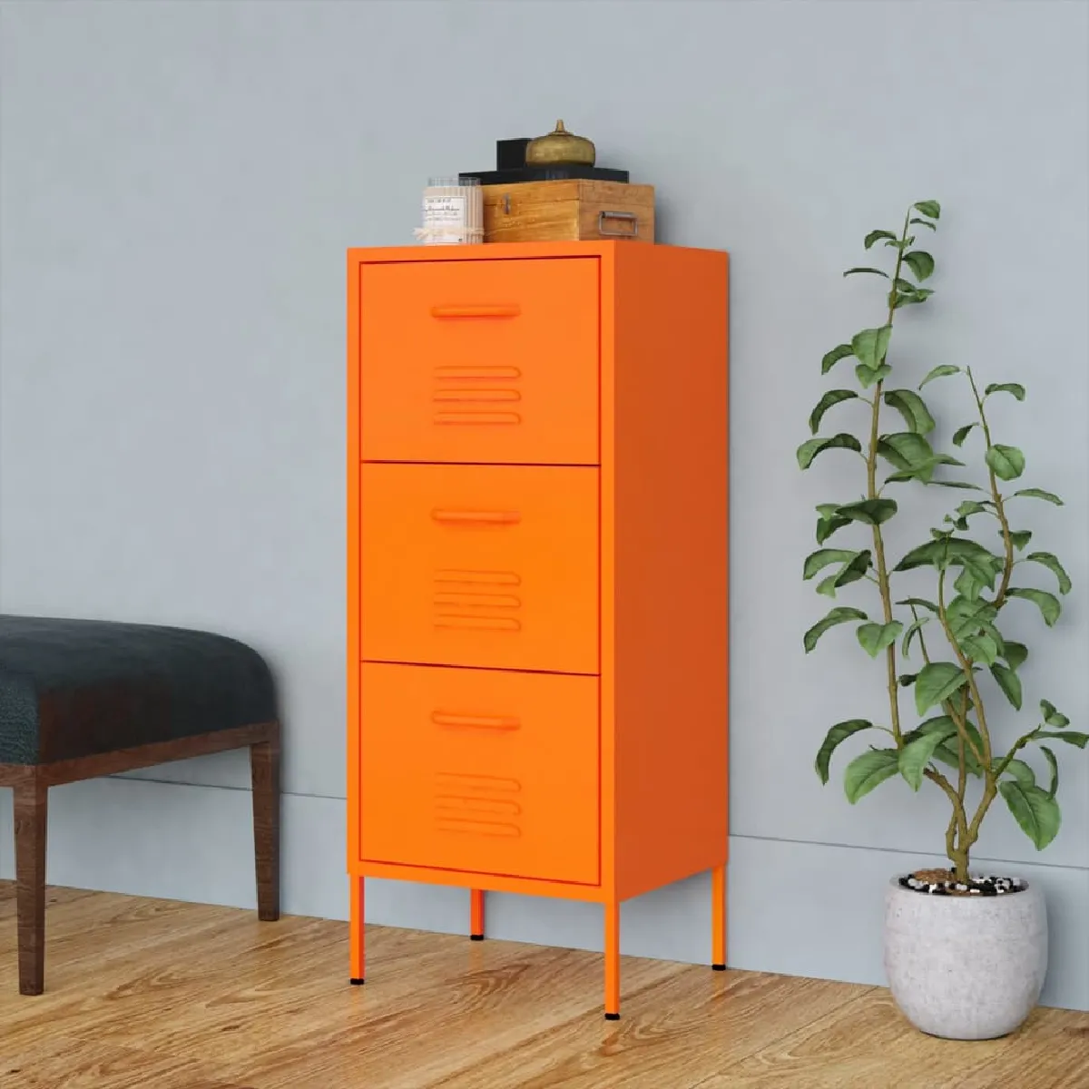 vidaXL Armoire de rangement - Orange acier