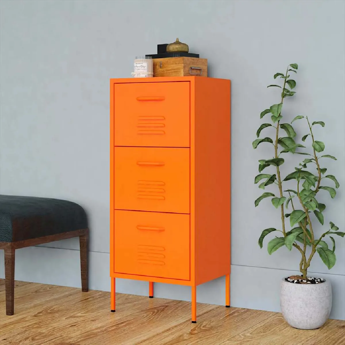 Vidaxl Orange Armoire De Rangement - Acier