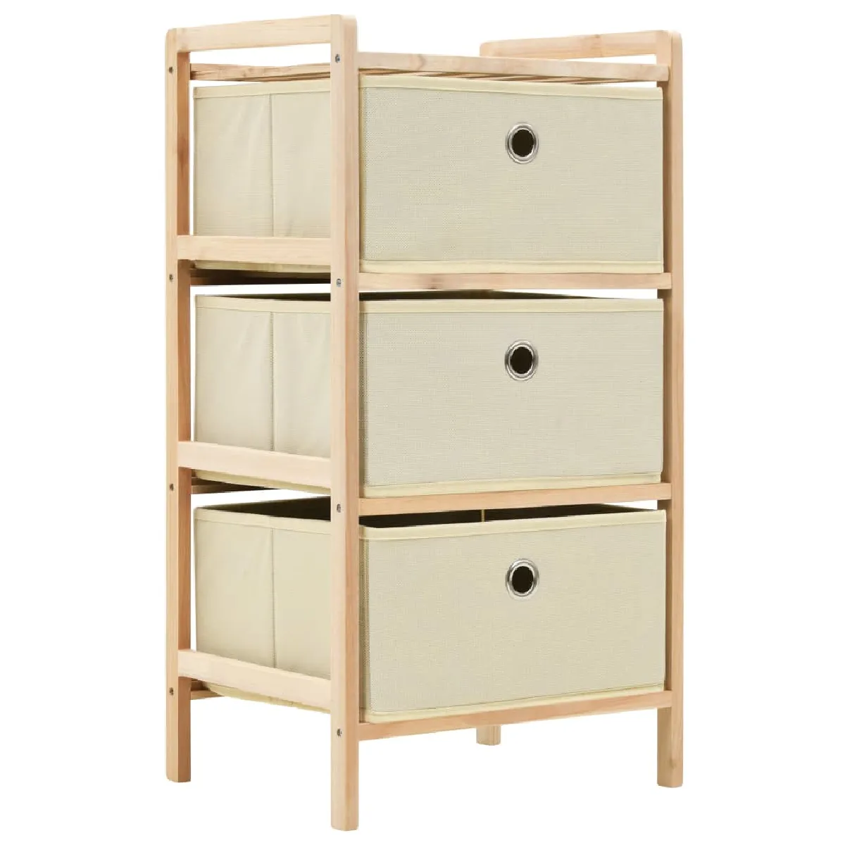 vidaXL Étagère de rangement 3 paniers Tissu - Bois de cèdre - Beige