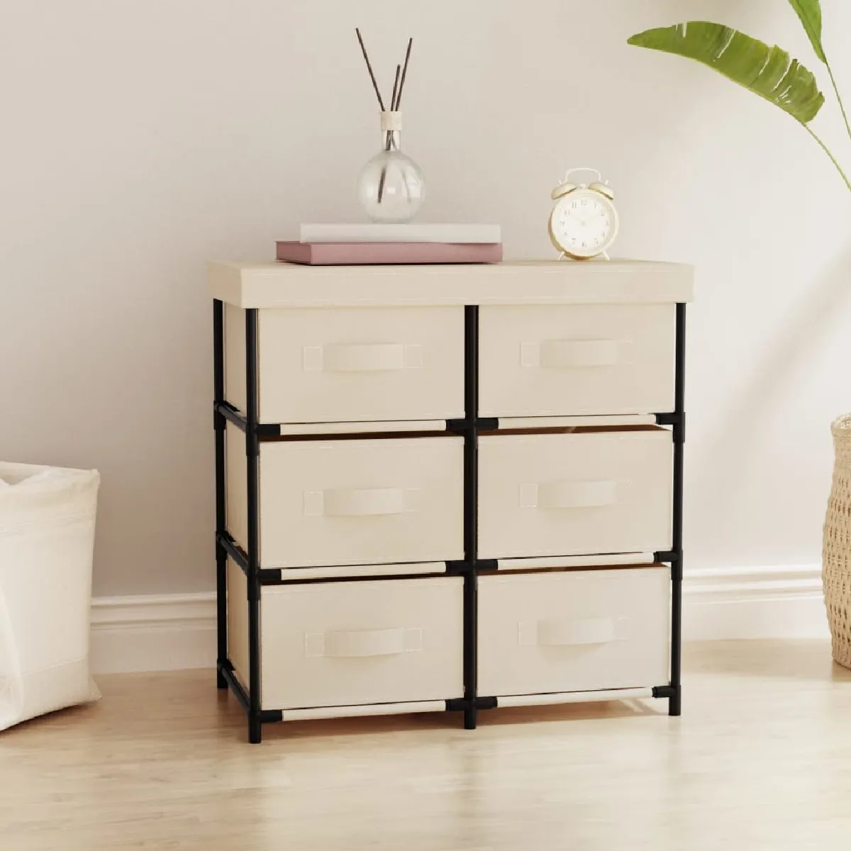 Vidaxl Armoire Avec 6 Tiroirs Crème
