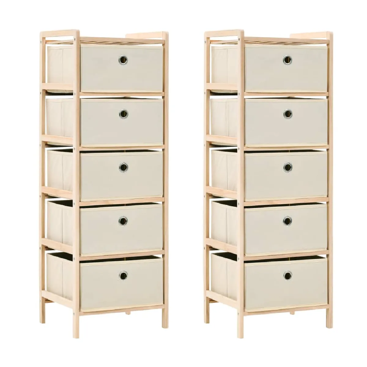 vidaXL Étagères avec paniers tissu Beige