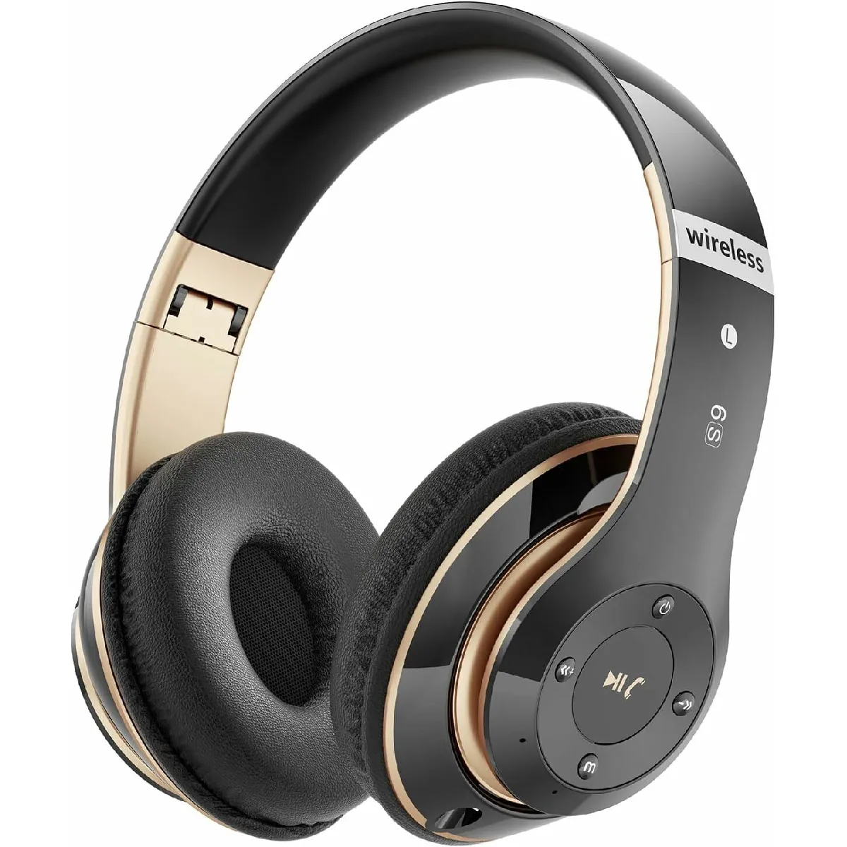 Non Communiqué Noir Casque Bluetooth Sans Fil 40 Heures Avec Microphone Hd Intégré Or Aq0814 Vendos85 - Image 2