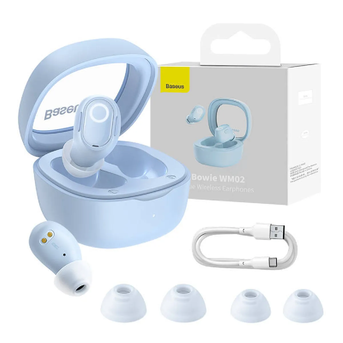 Baseus Bleu Bowie Wm02 Casque True Wireless Stereo (Tws) Ecouteurs Appels/Musique Usb Type-C Bluetooth Clair - Neuf - Image 4