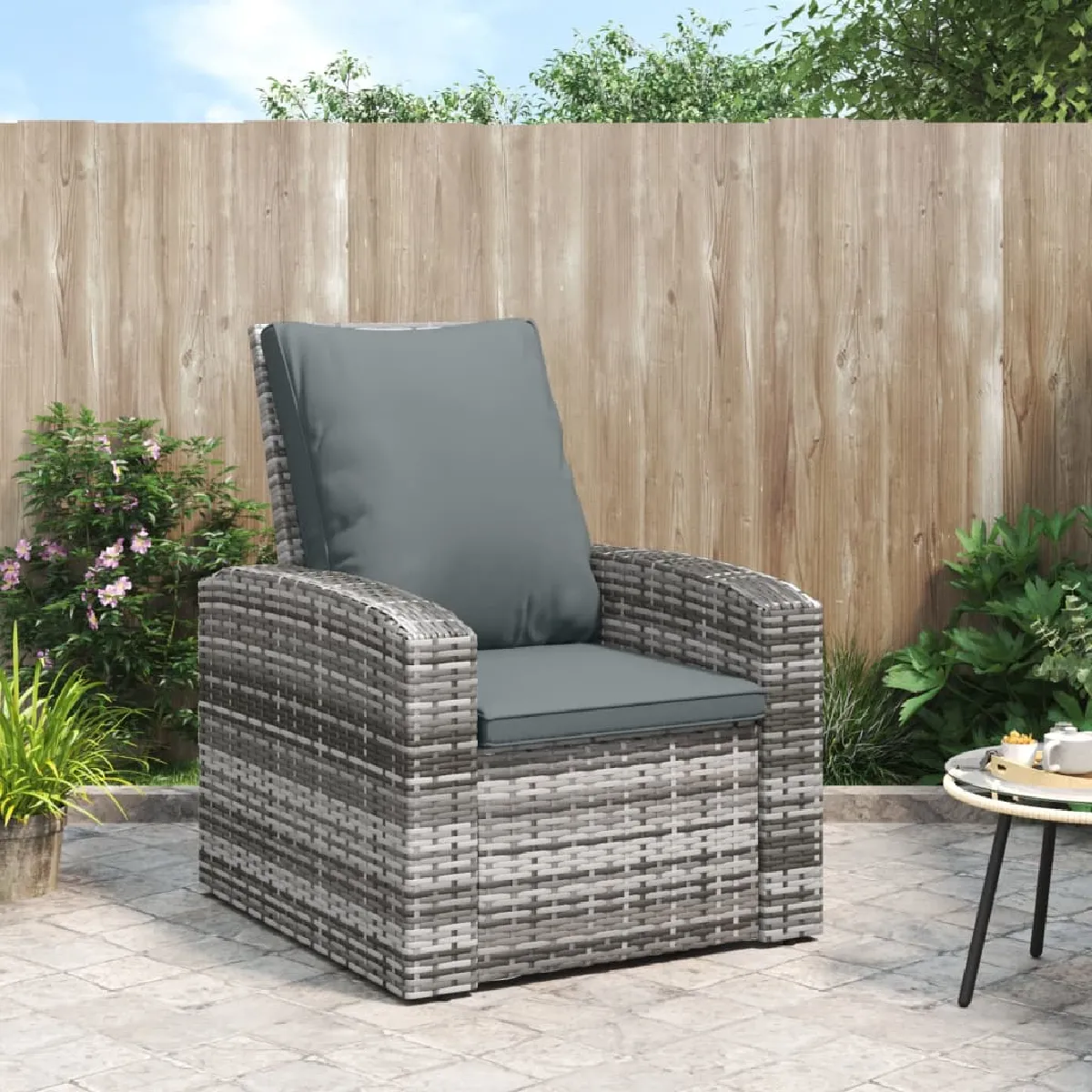 vidaXL Fauteuil inclinable de jardin avec coussins - vue 2