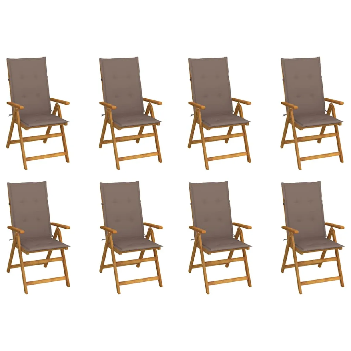 Vidaxl Chaises Pliables De Jardin Avec Coussins Lot De 8 Bois D Acacia - Image 3