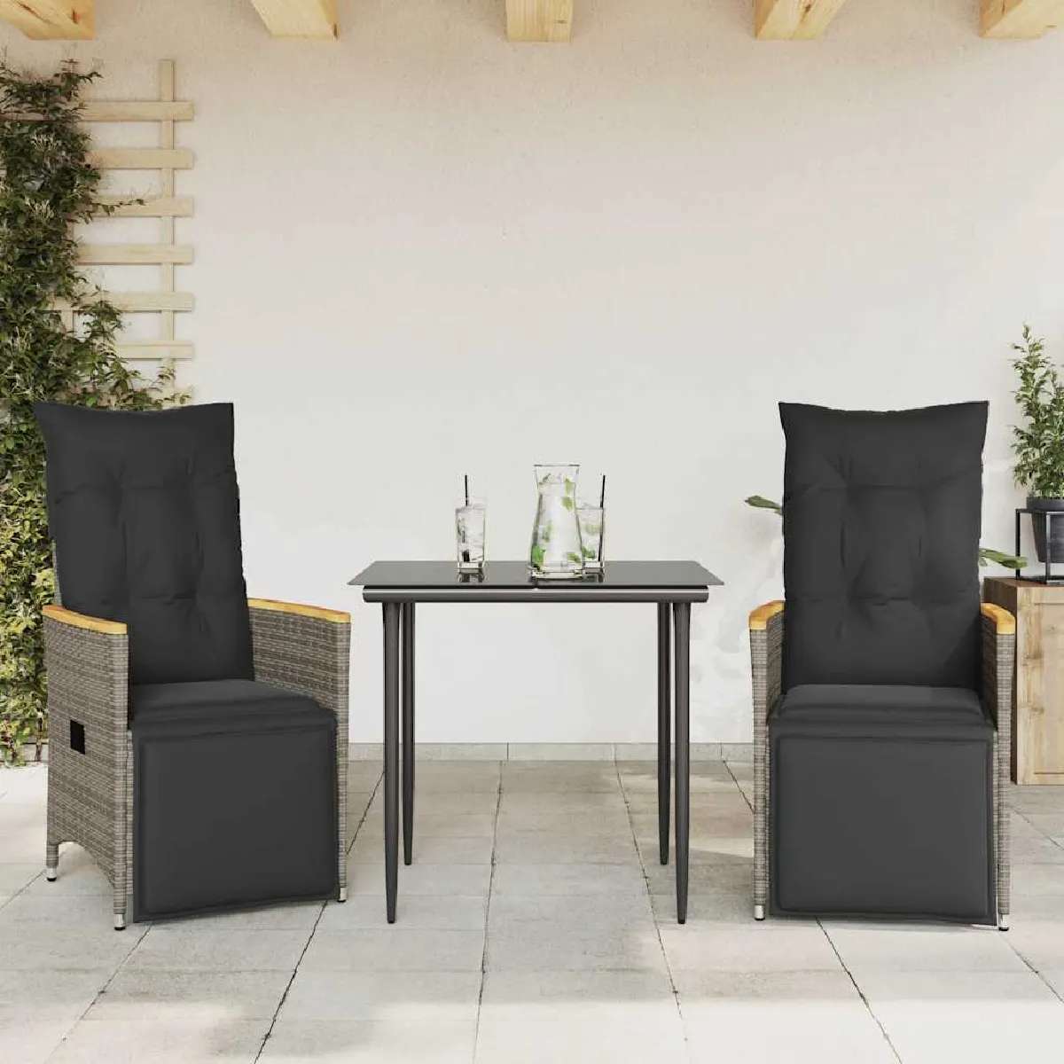 vidaXL Chaises inclinables de jardin lot de 2 - Résine tressée