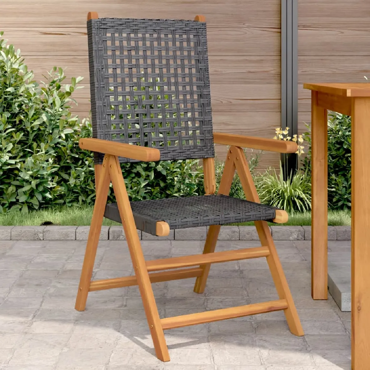 vidaXL Chaises de jardin lot de 2 bois massif d'acacia et rotin siège de jardin siège d'extérieur chaise pliable 367651 - vue 2