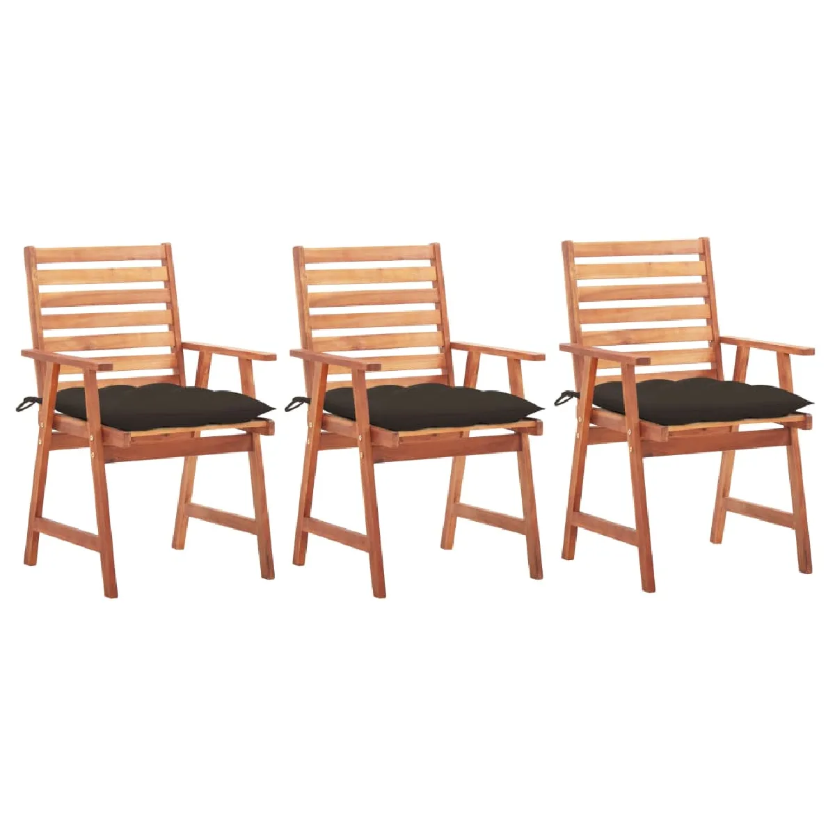 vidaXL Chaises à manger avec coussins lot de 3 Acacia - vue 3