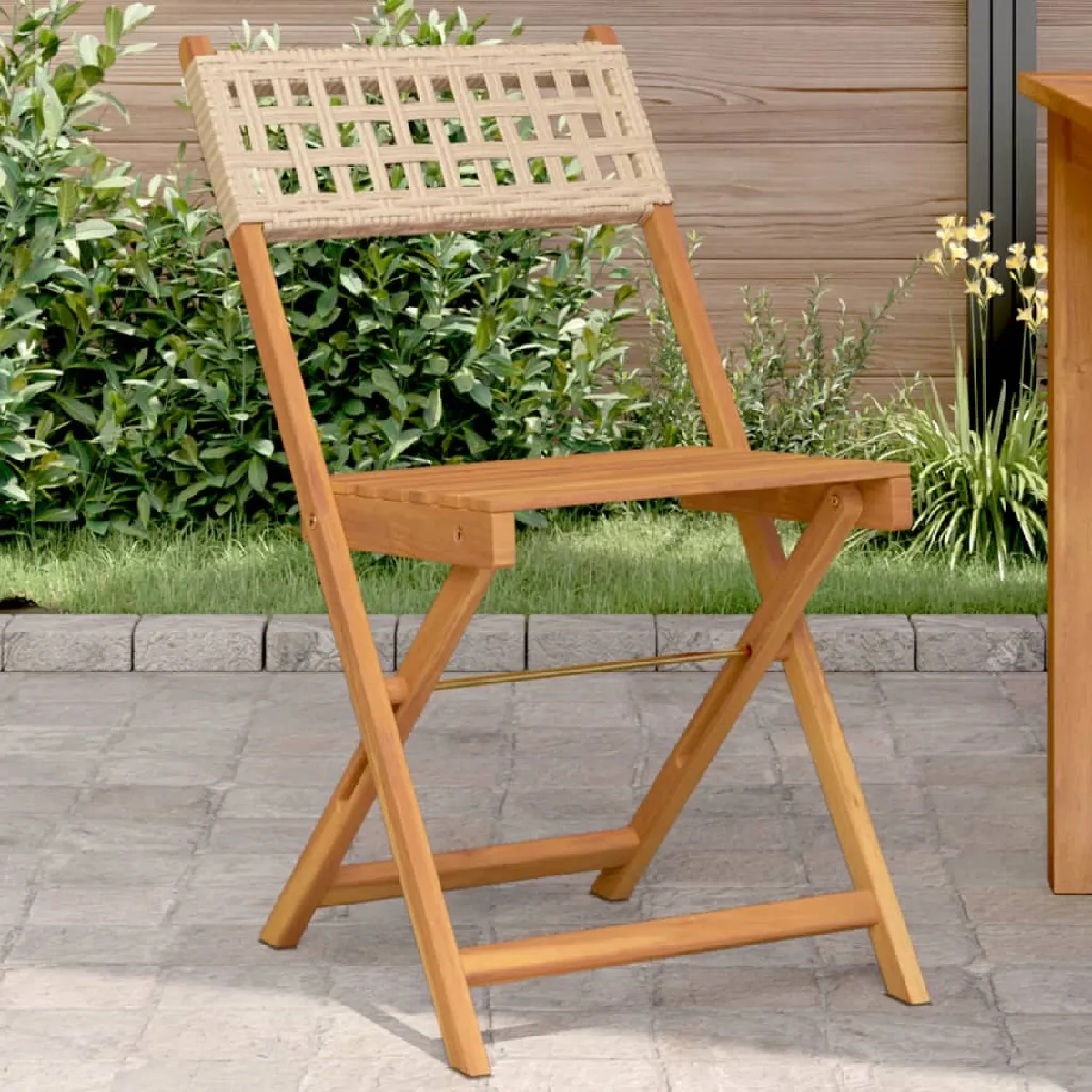 vidaXL Chaises de bistrot Acacia et Rotin - vue 2