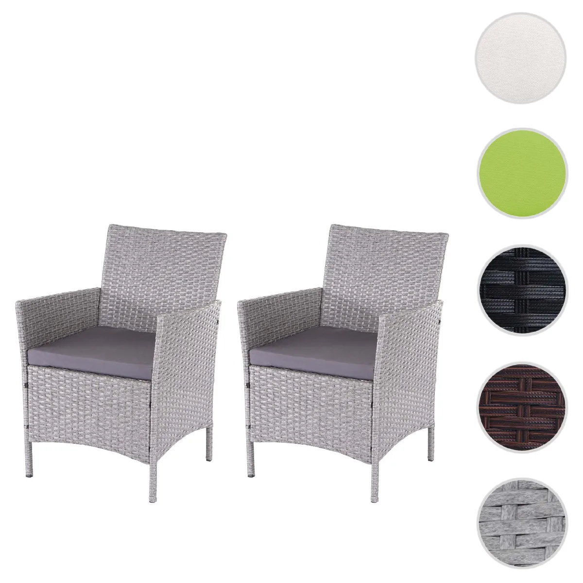 Mendler Lot de 2 chaises de jardin Halden - Gris Mendler Lot de 2 chaises de jardin Halden - Gris