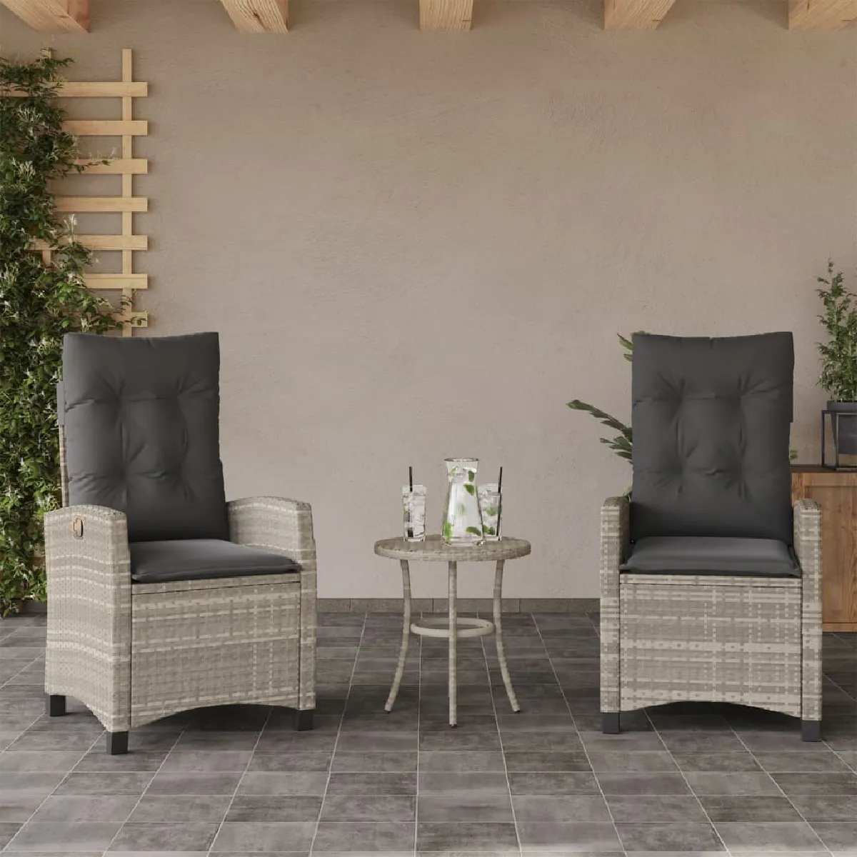 vidaXL Chaises inclinables jardin Lot de 2 Résine tressée - vue 3
