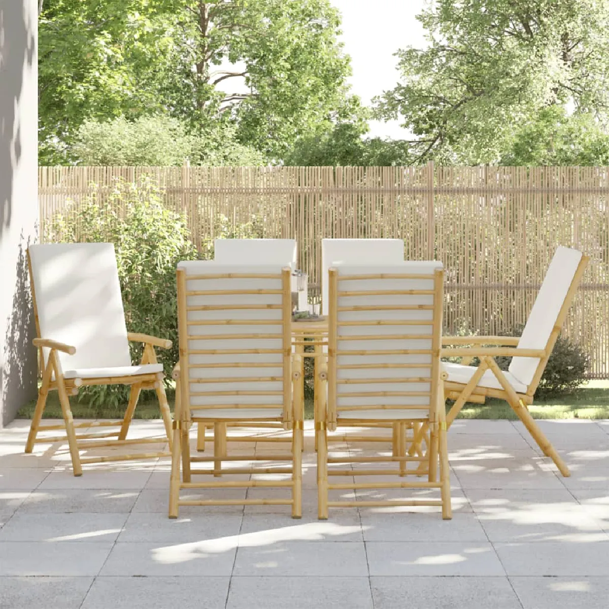 vidaXL Lot de 6 Chaises Inclinables de Jardin Pliantes avec Coussins Sièges avec Accoudoirs Fauteuils avec Dossier de 3208928 - vue 5