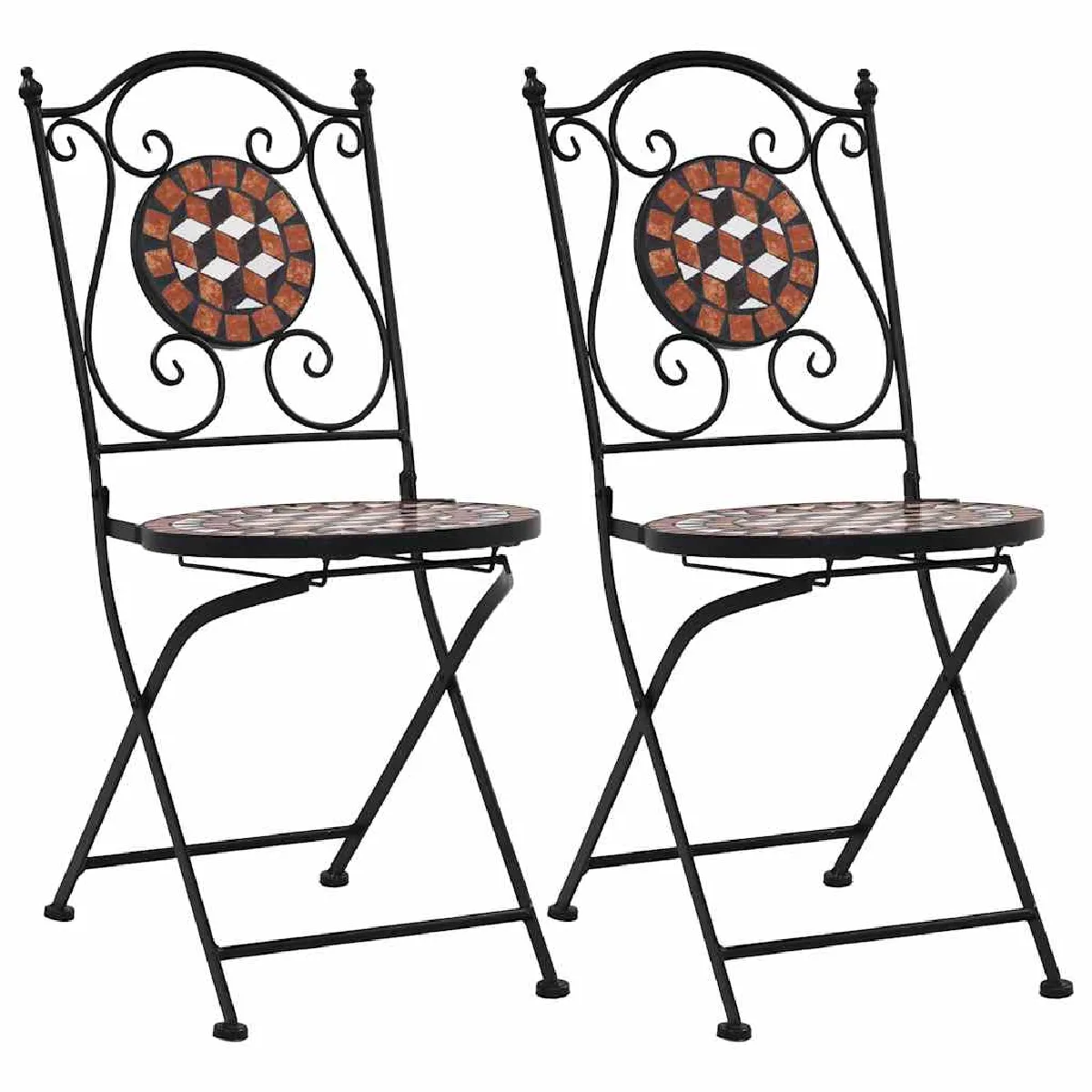 vidaXL Chaises de bistrot mosaïque lot de 2 - vue 2