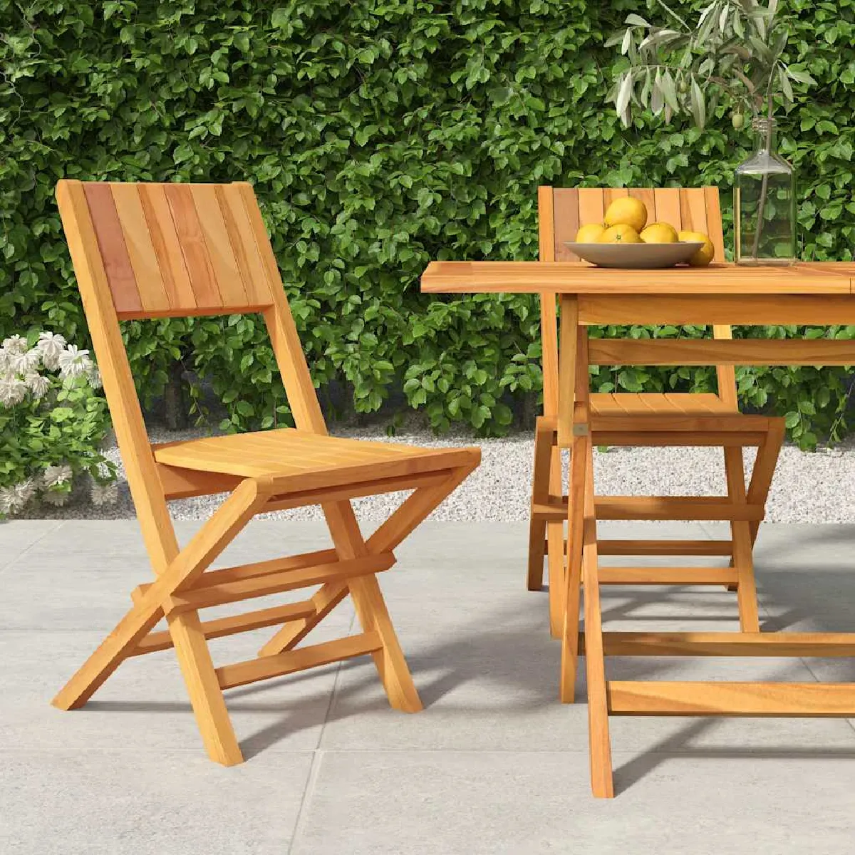 vidaXL Chaises de jardin pliantes 4 pcs 61x67x90 cm bois massif teck 3155055 - vue 3