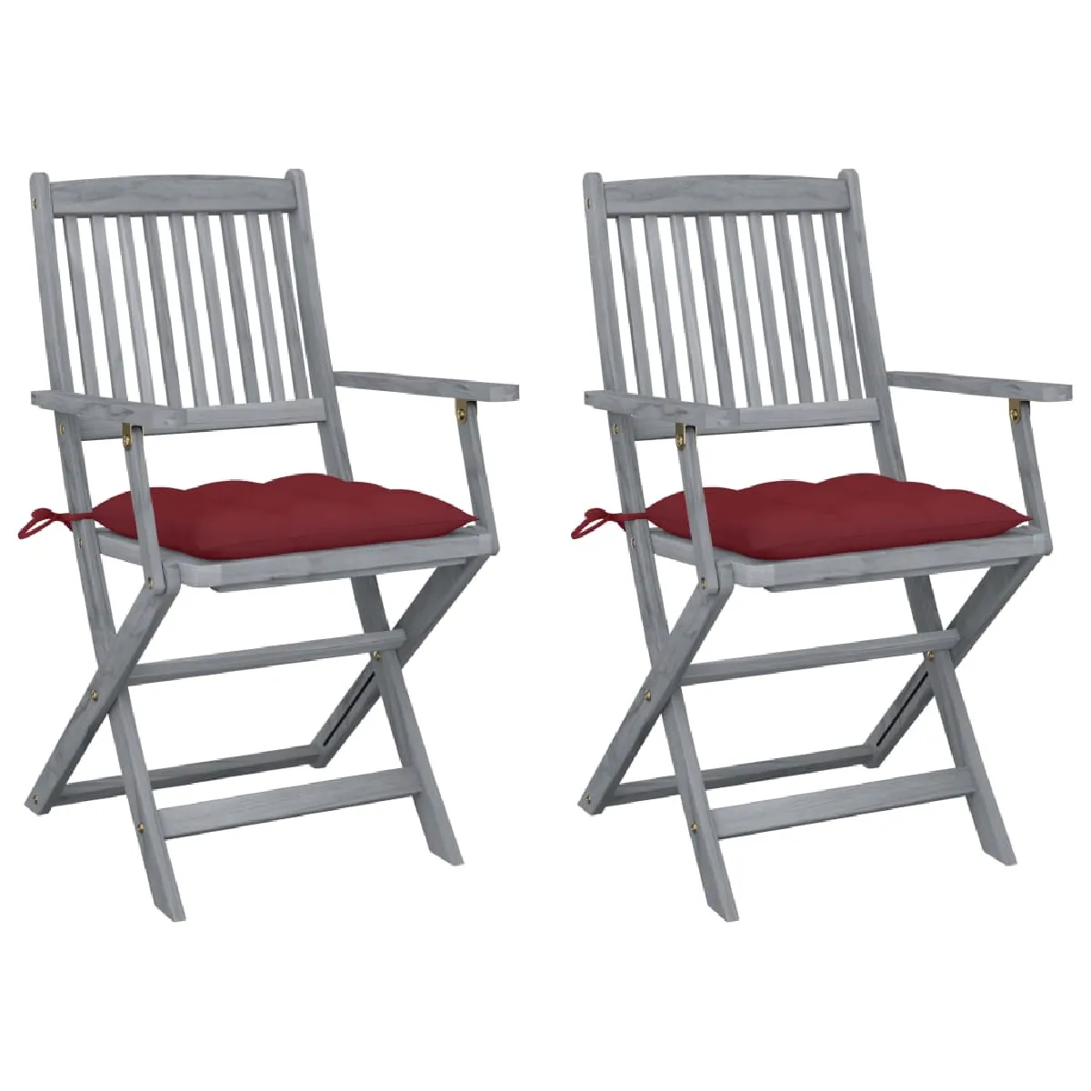 vidaXL Chaises pliables avec coussins - Lot de 2 - Bois d'acacia
