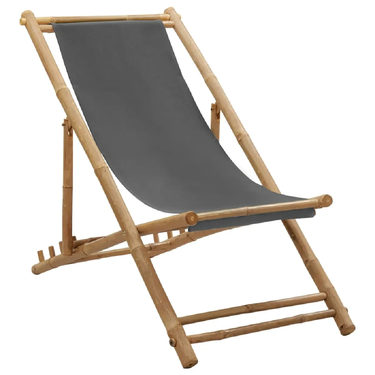 vidaXL Chaise de terrasse Bambou et toile - vue 2