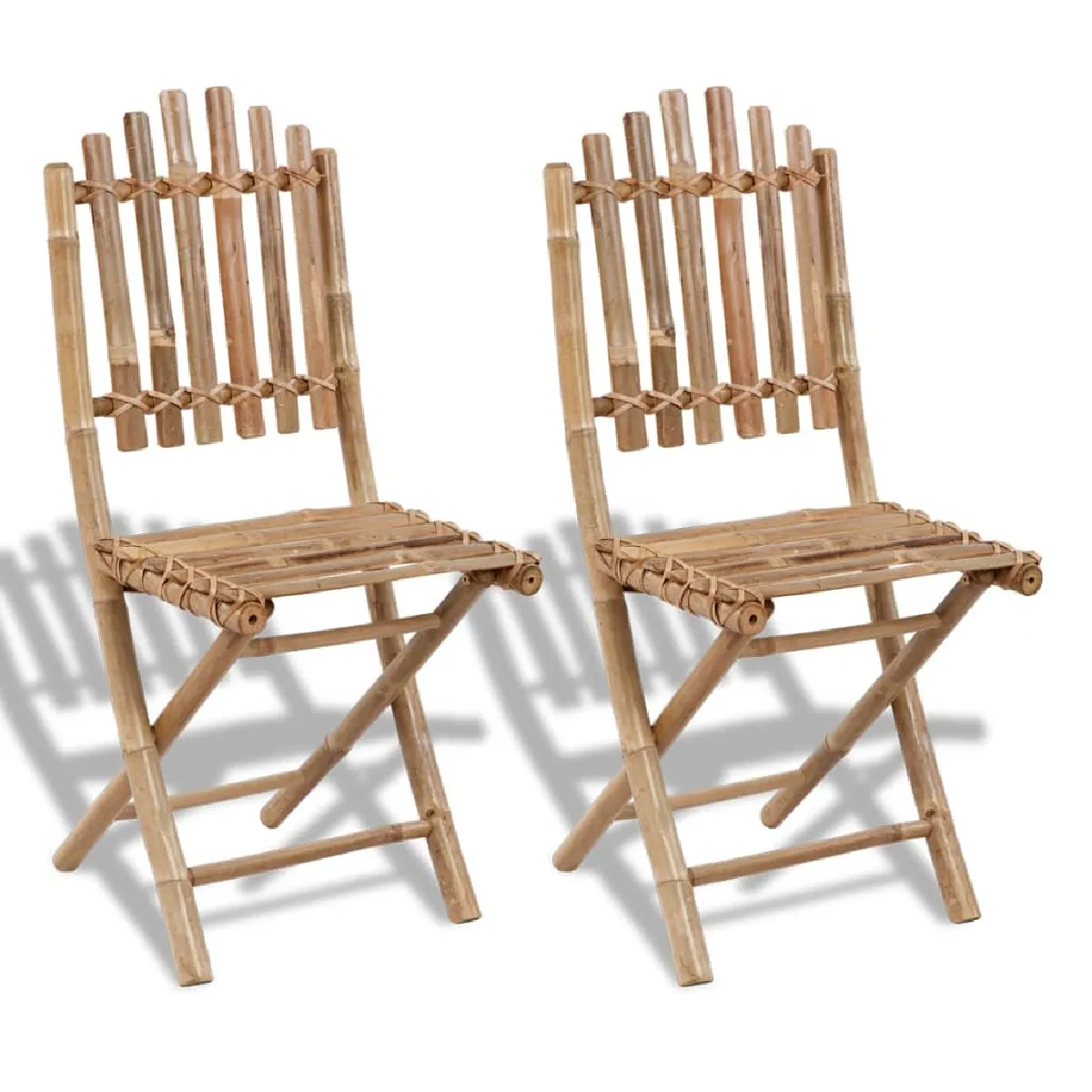 vidaXL Chaises pliables de jardin 2 pcs Bambou - vue 2