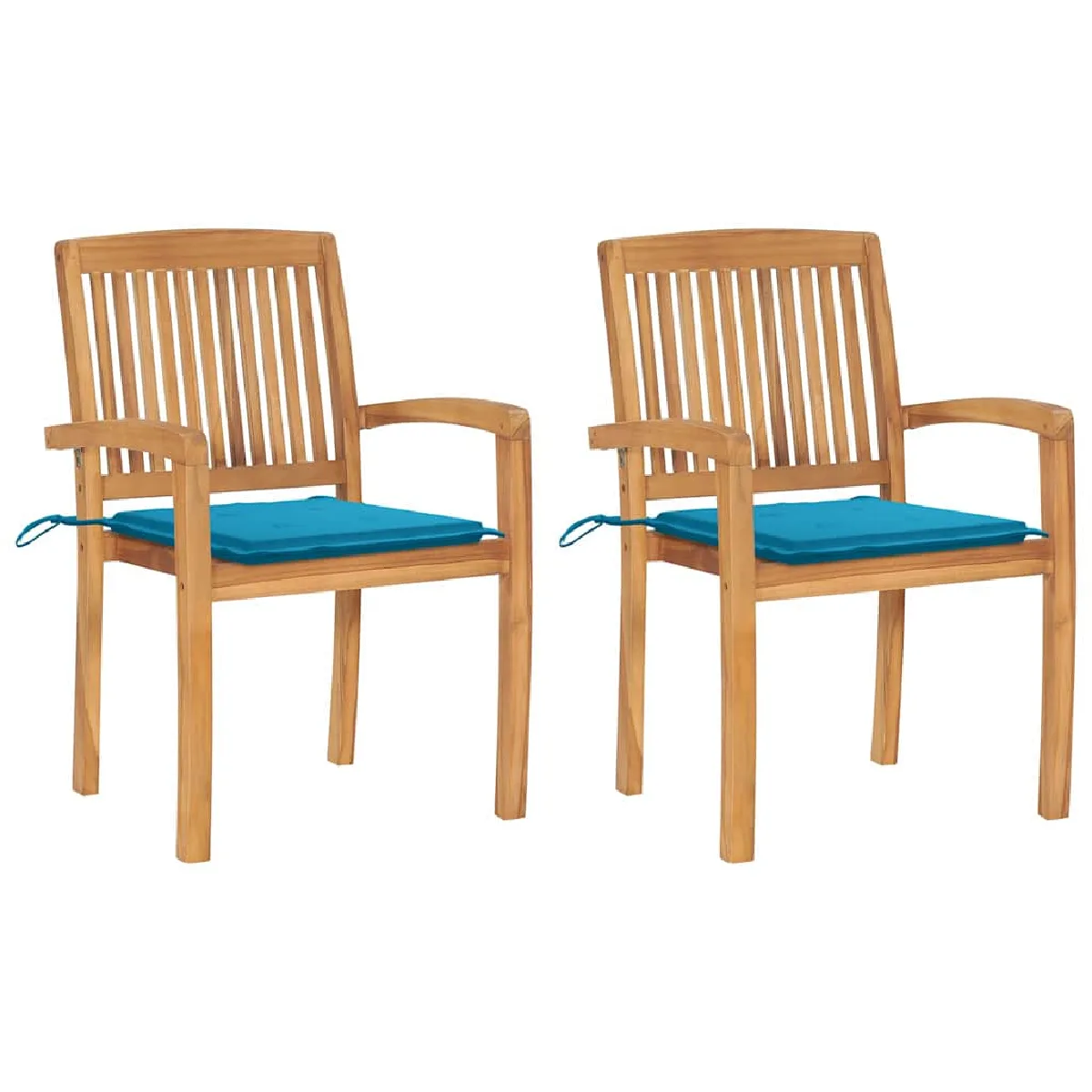 vidaXL Chaises de jardin lot de 2 - Bois de teck massif