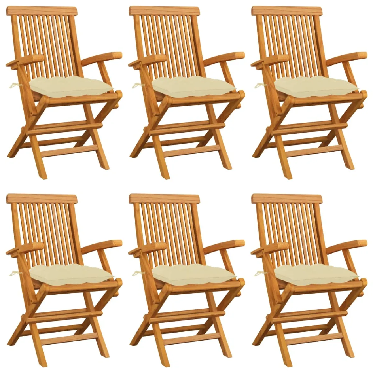 vidaXL Chaises de jardin Ensemble de 6 crème