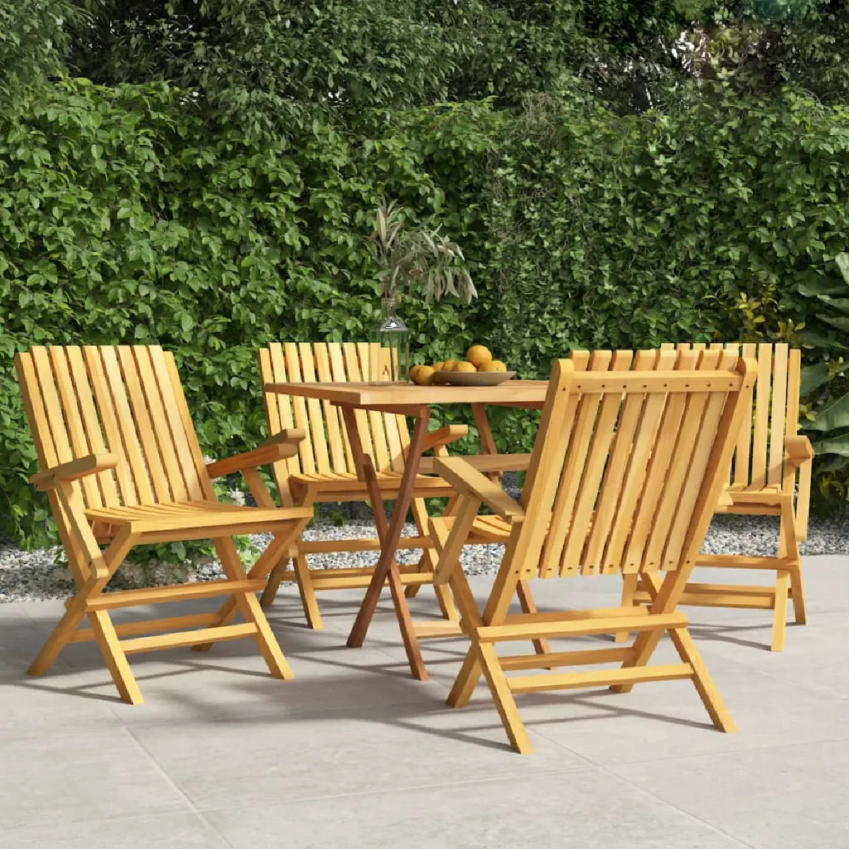 vidaXL Chaises de jardin pliantes 4 pcs 61x67x90 cm bois massif teck 3155055 - vue 2
