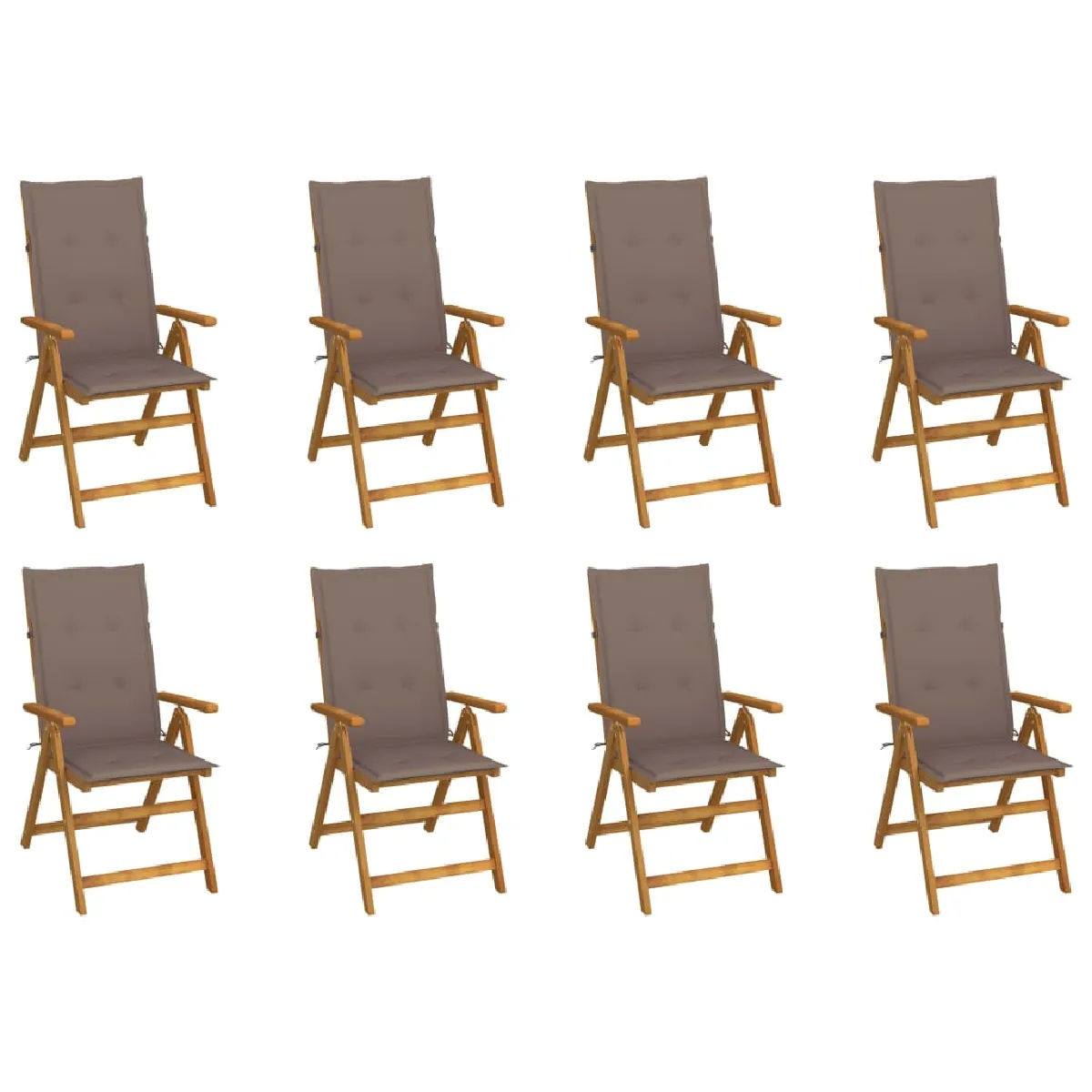vidaXL Chaises pliables de jardin avec coussins Bois d'acacia massif Lot de 8 - vue 4