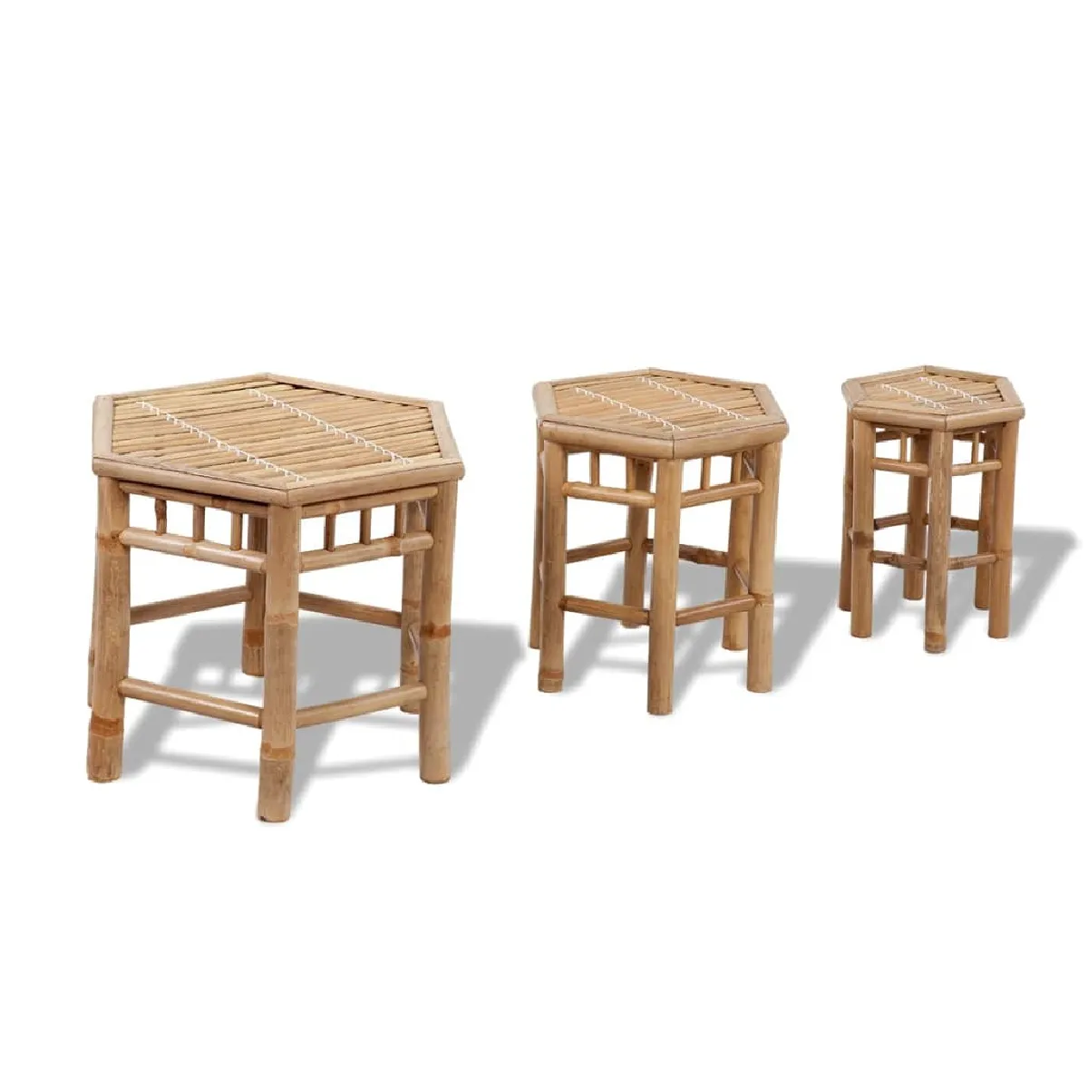 vidaXL Tabourets de Jardin Lot de 3 Bambou